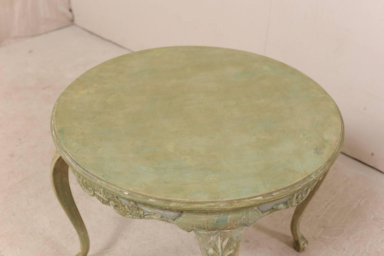 Swedish Mid-20th Century Rococo Style Carved and Painted Wood Round Centre Table 4