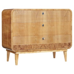 Swedish Mid 20th Century Shaped Elm Chest of Drawers