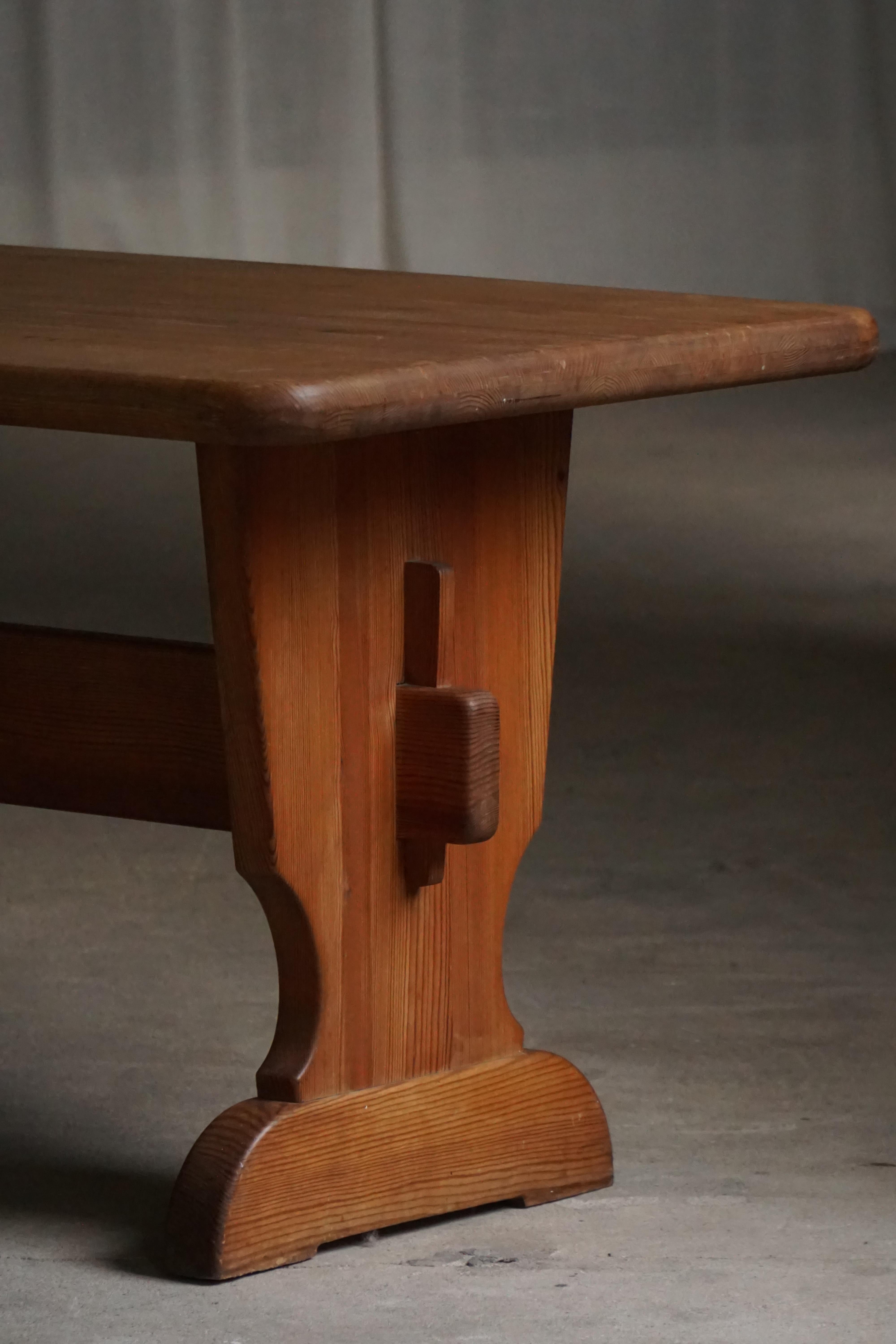 Swedish Mid-20th Century, Solid Pine Dining Table, Åby Möbelfabrik, 1940s en vente 10