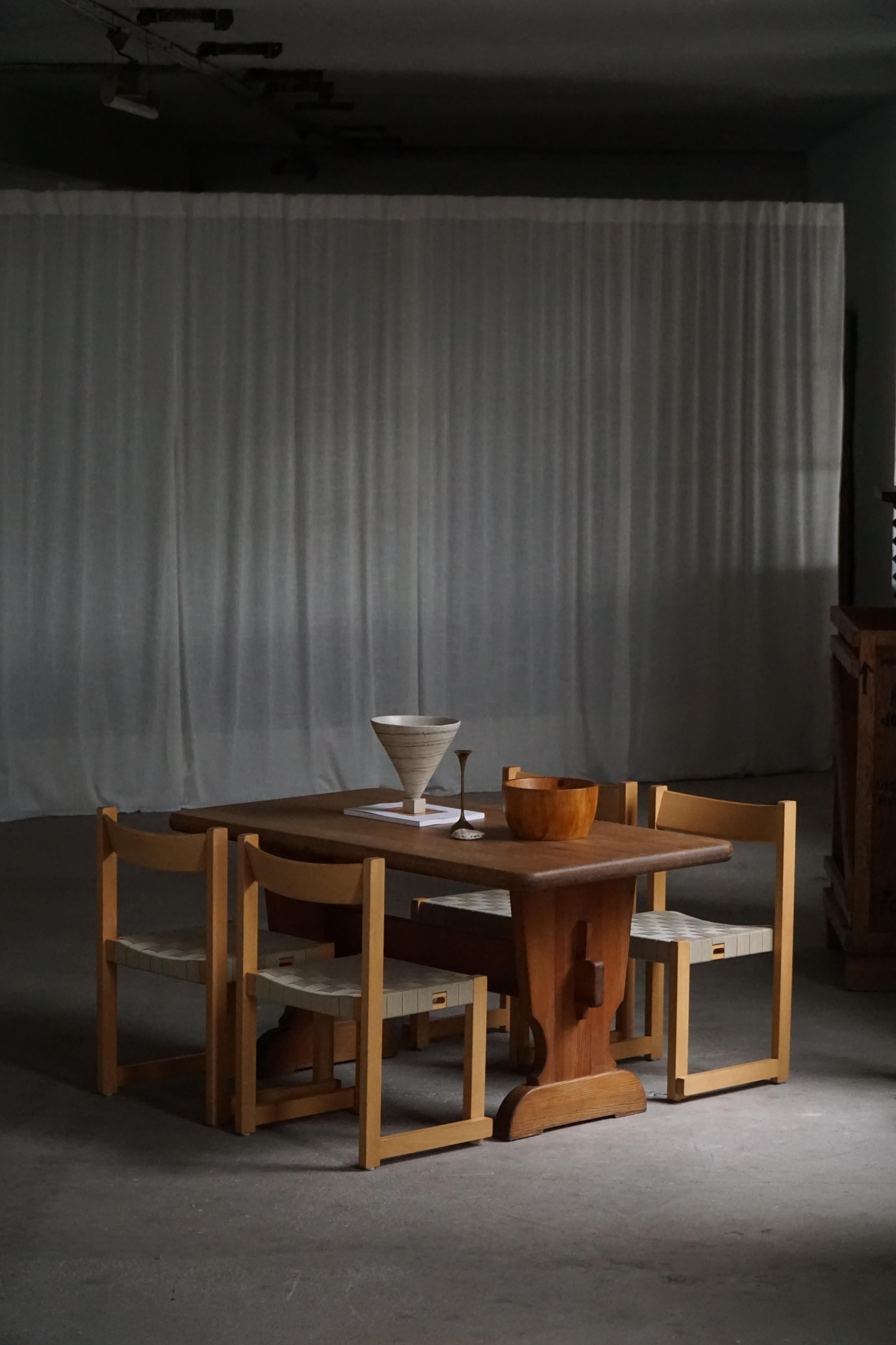 Mid-Century Modern Swedish Mid-20th Century, Solid Pine Dining Table, Åby Möbelfabrik, 1940s en vente