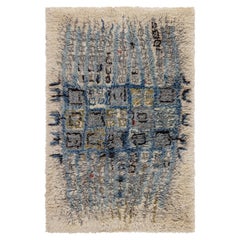Swedish Mid-Century Abstract Beige Carpet By Aili Suomi For Sylvi Salonen
