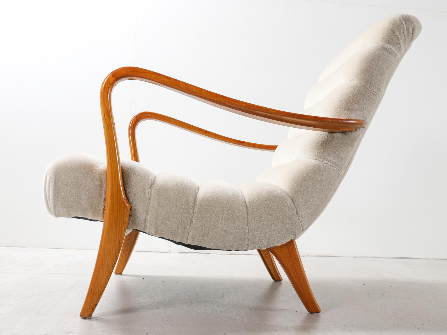 Swedish Midcentury Armchair Reupholstered in Thurstan Mohair 13