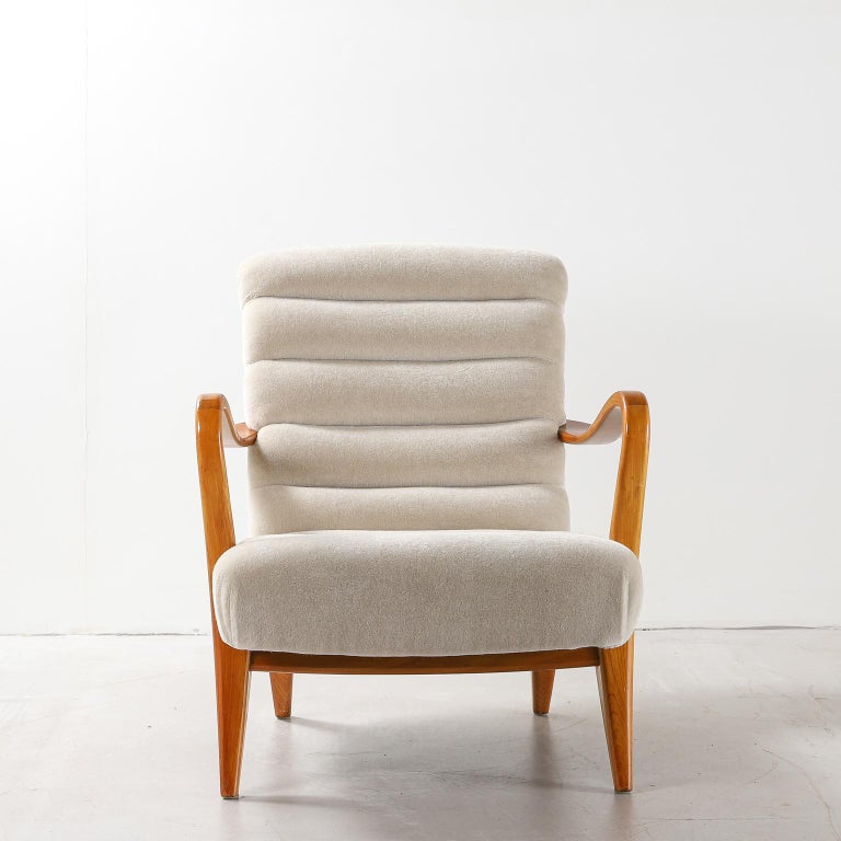 Incredibly comfortable Swedish midcentury armchair reupholstered in Thurstan Mohair.