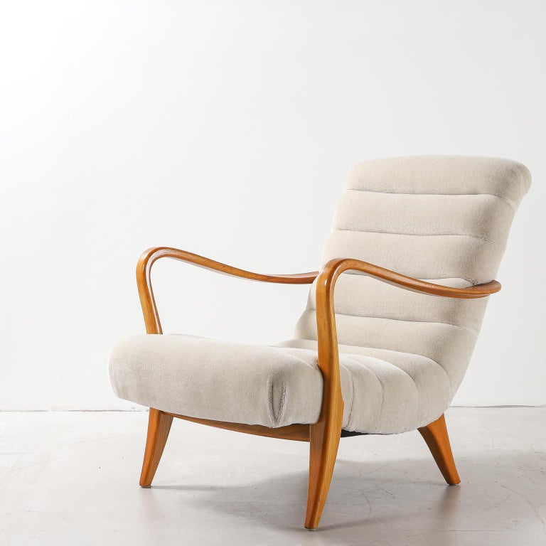Mid-Century Modern Swedish Midcentury Armchair Reupholstered in Thurstan Mohair For Sale