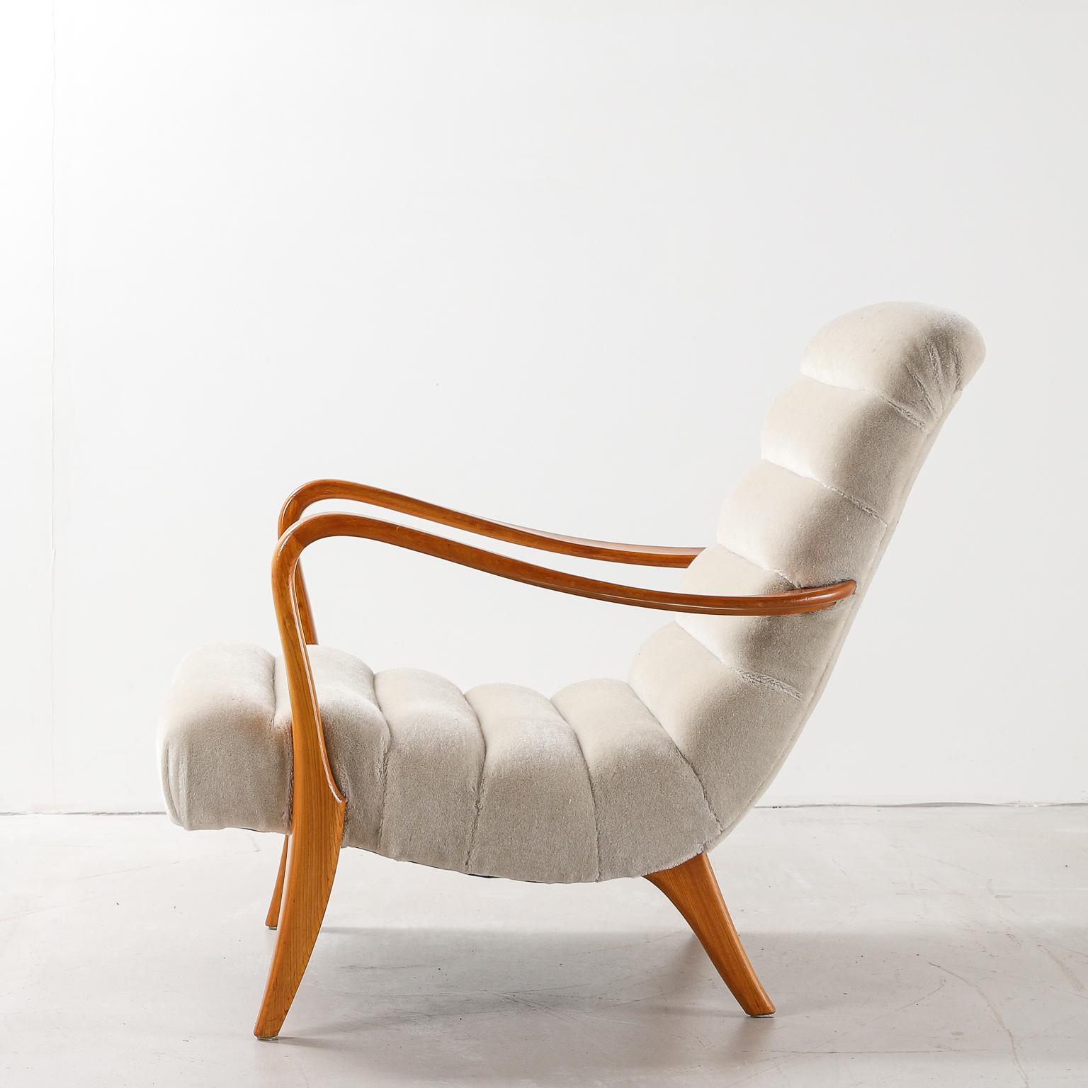 Mid-Century Modern Swedish Midcentury Armchair Reupholstered in Thurstan Mohair