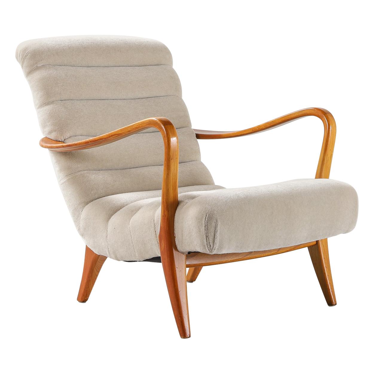 Swedish Midcentury Armchair Reupholstered in Thurstan Mohair