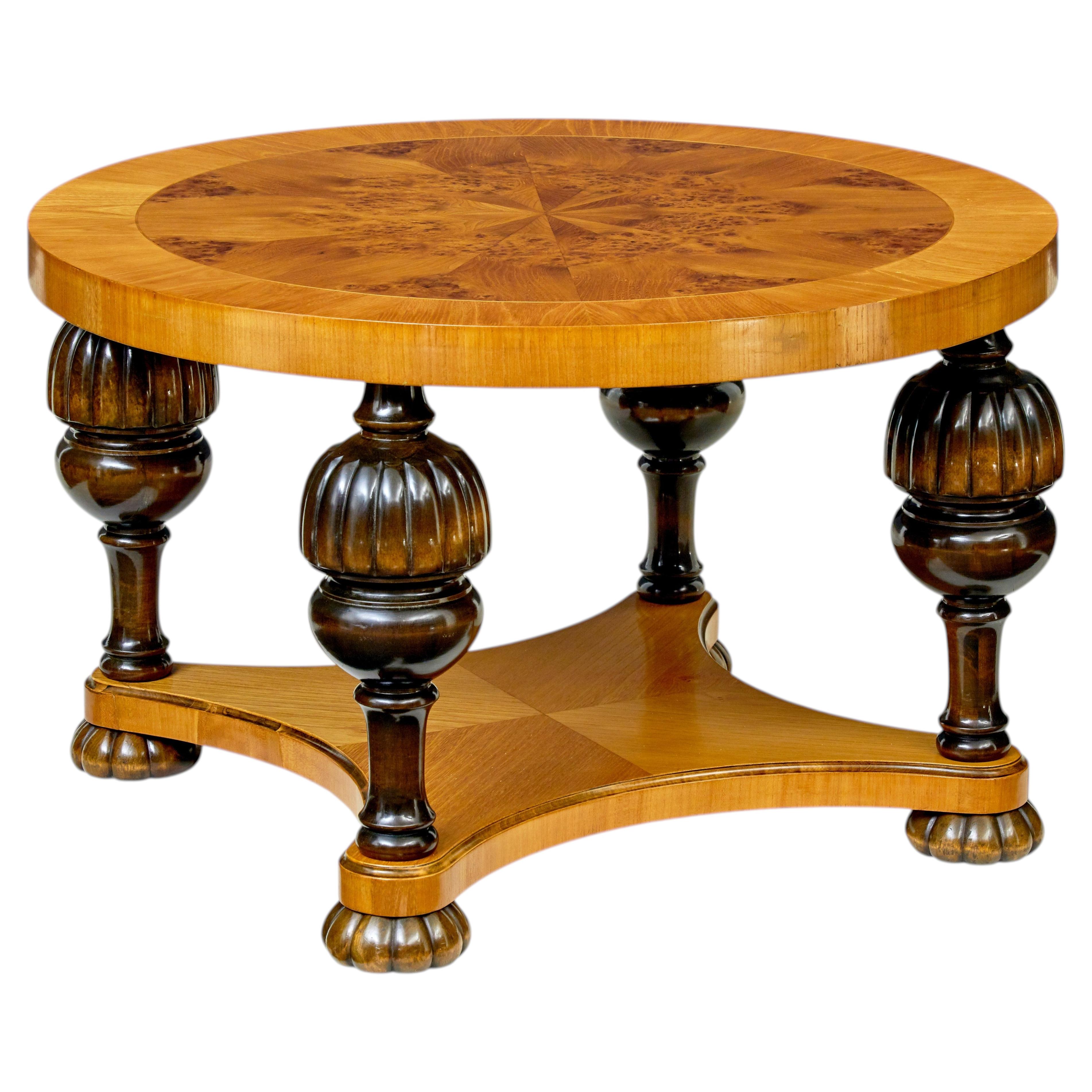 Swedish mid century art deco inspired elm root coffee table