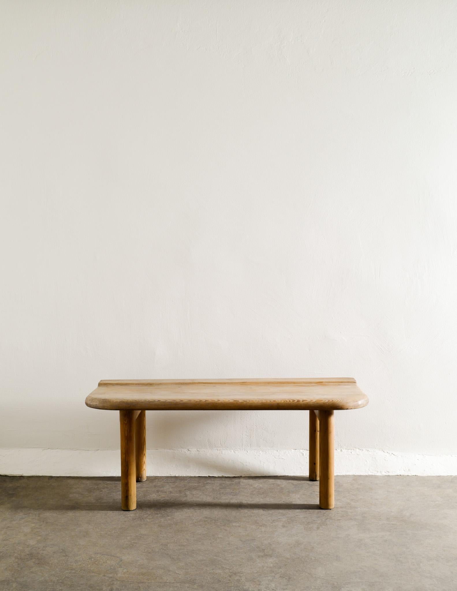 Scandinavian Modern Swedish Mid Century Bench in Solid Stained Pine Produced in Sweden, 1930s 
