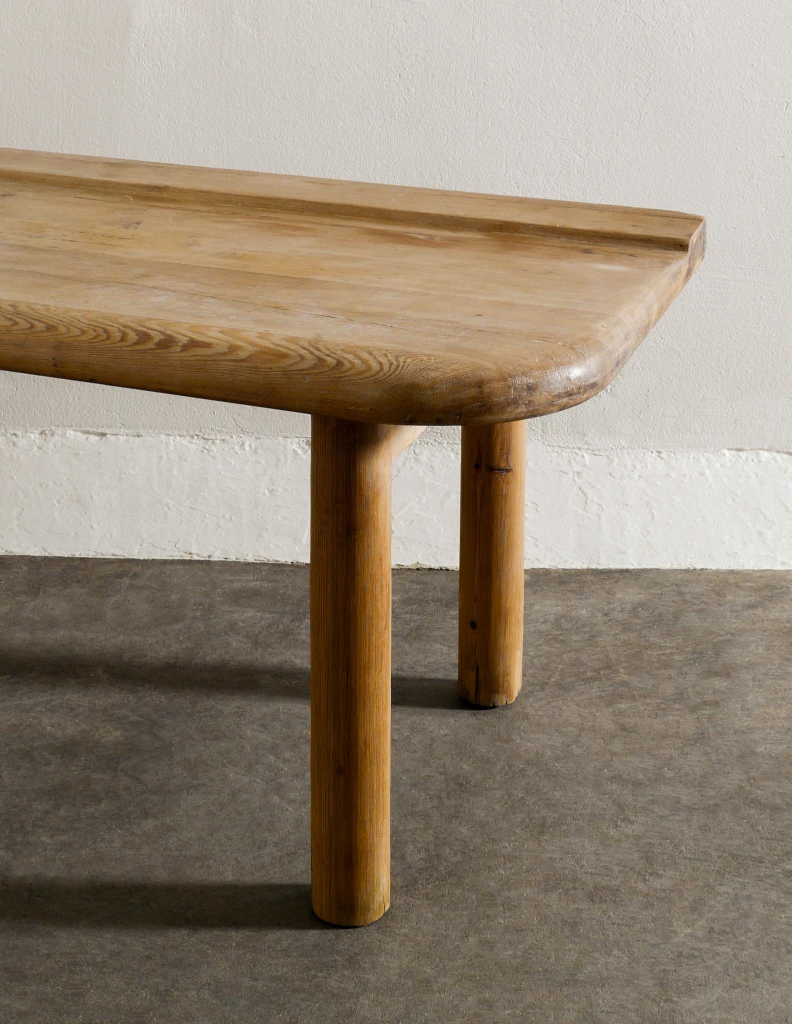 Mid-20th Century Swedish Mid Century Bench in Solid Stained Pine Produced in Sweden, 1930s 