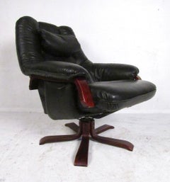 Swedish Mid-Century Bentwood Swiveling Lounge Chair and Ottoman