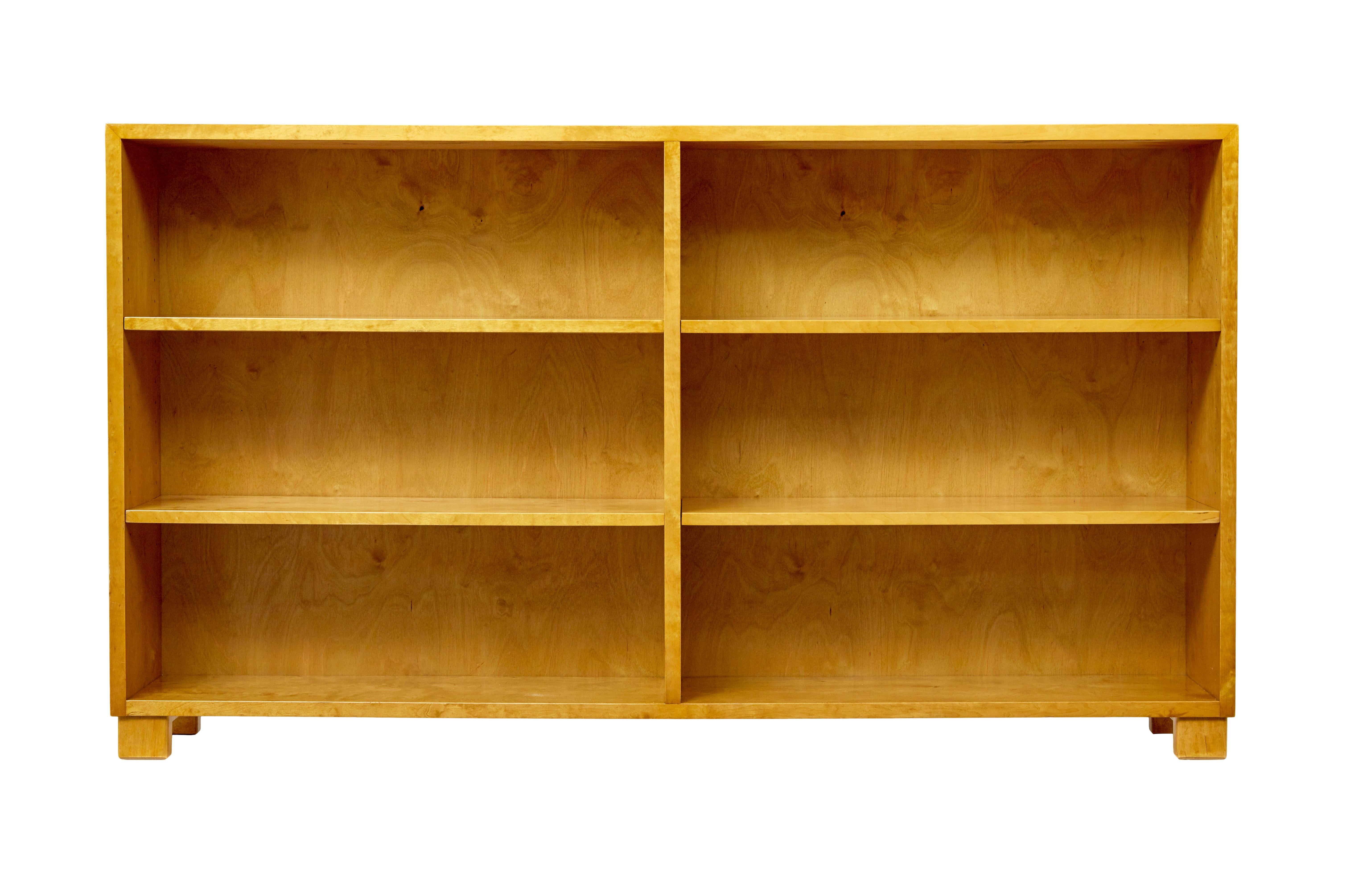 Swedish mid century birch low open bookcase In Good Condition For Sale In Debenham, Suffolk
