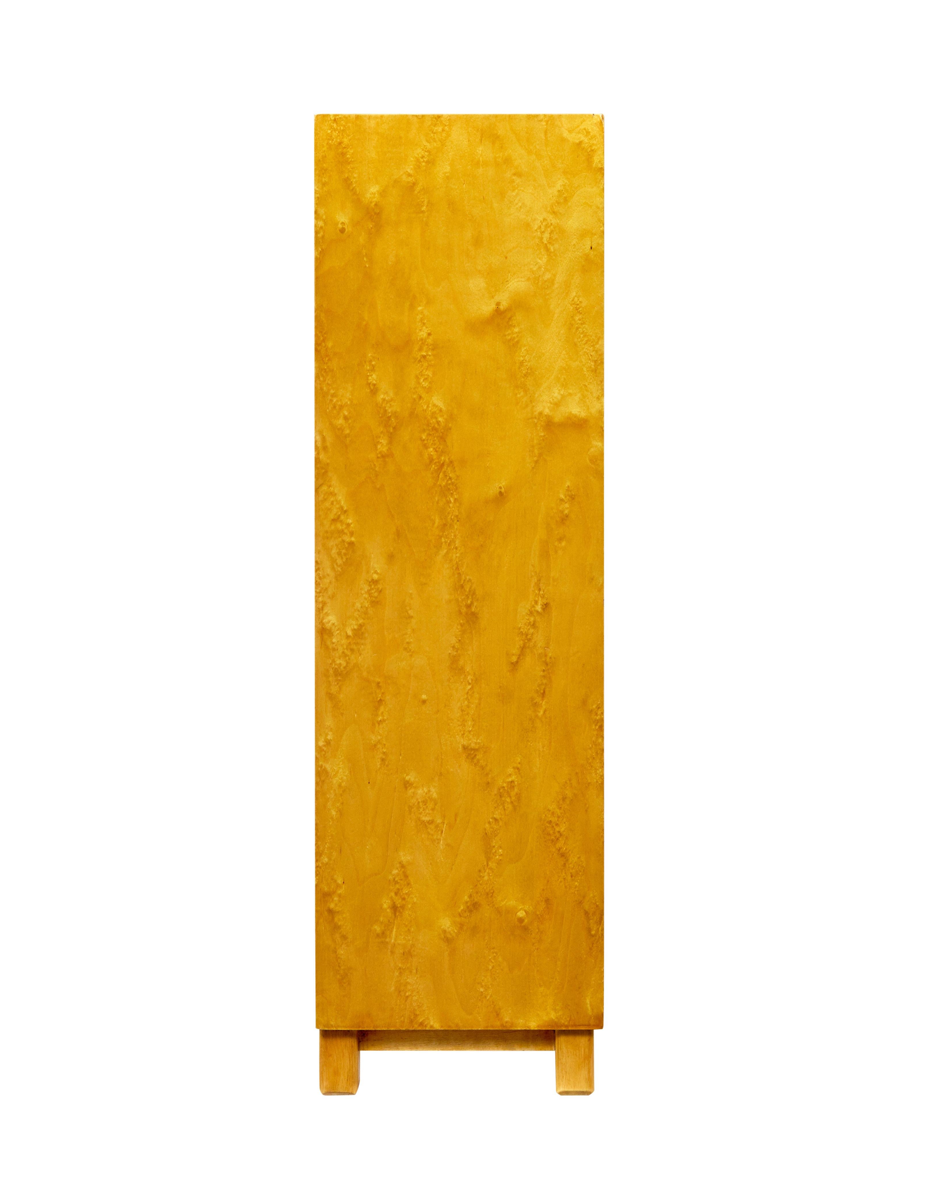 Birch Swedish mid century birch low open bookcase For Sale