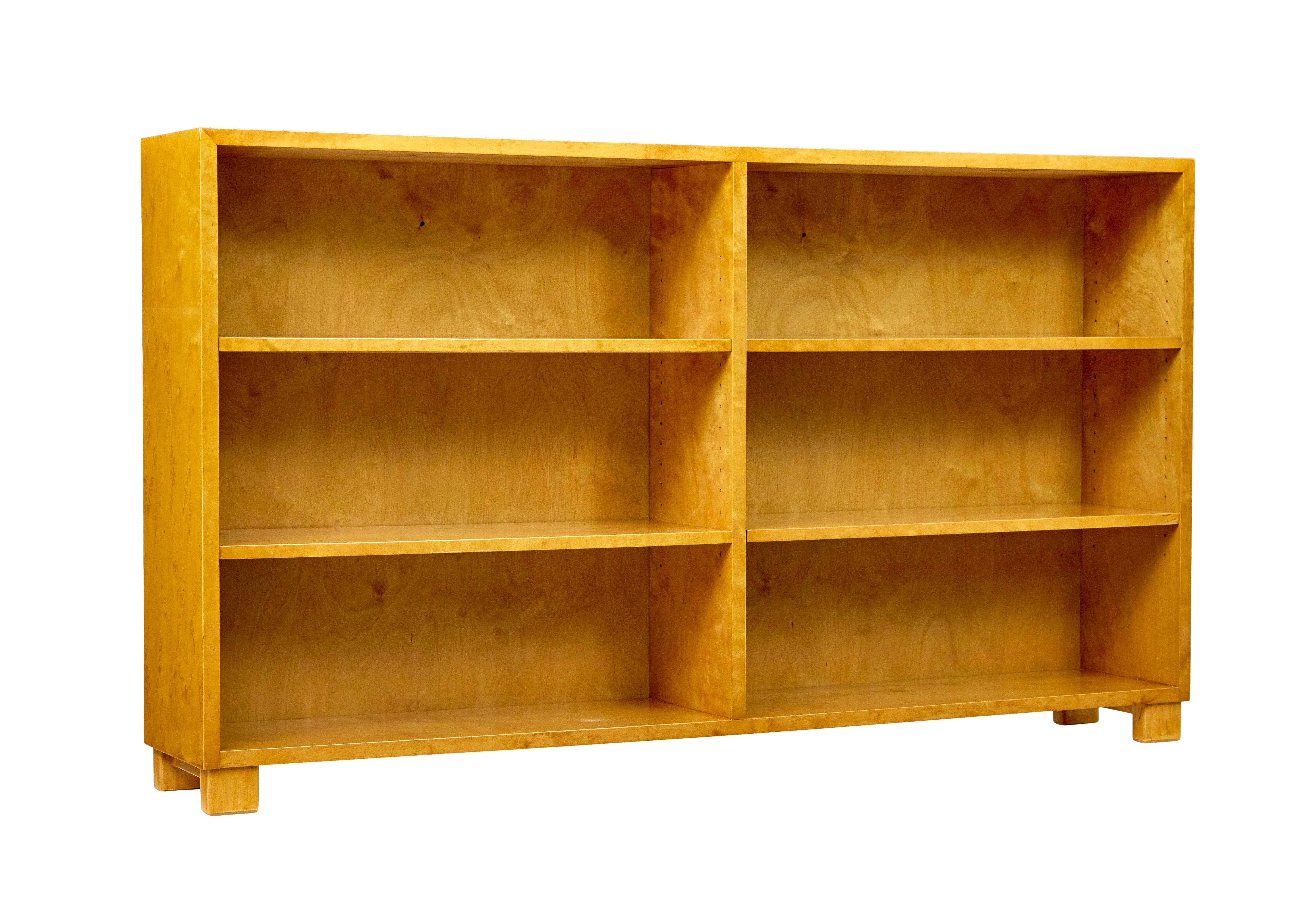 Swedish mid century birch low open bookcase For Sale 2