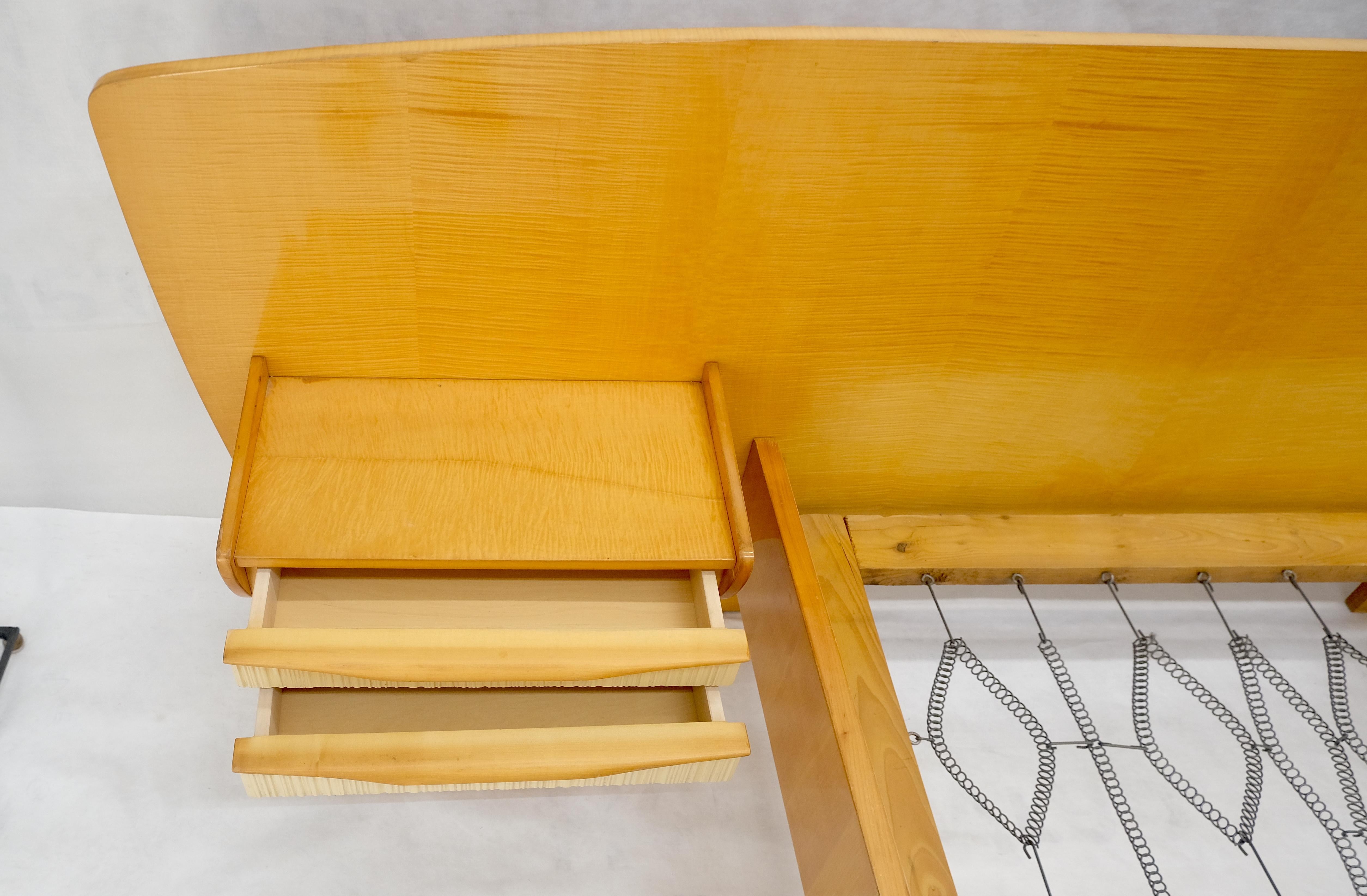 Swedish Mid Century Blond Birch King Headboard Bed Night Stands Box Spring NICE! For Sale 5