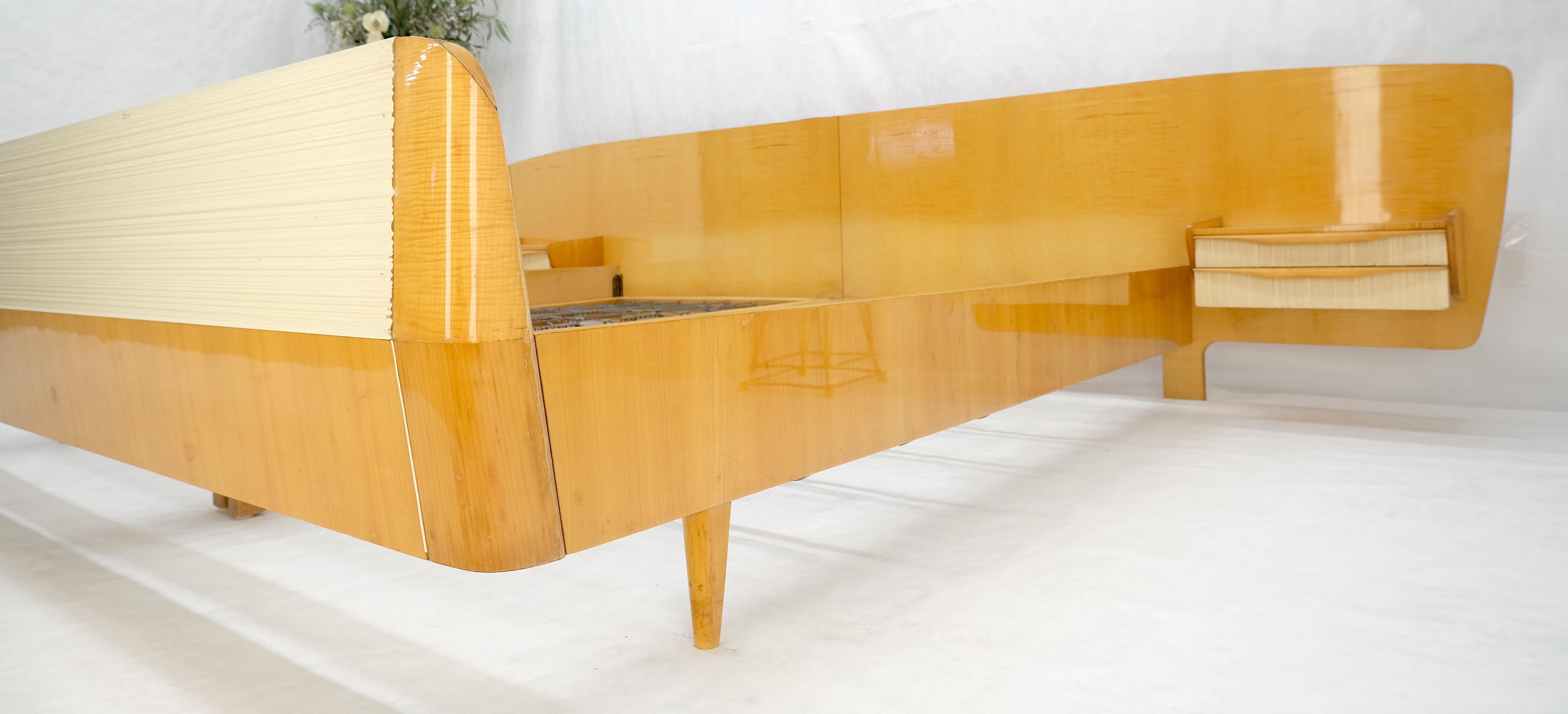 Swedish Mid Century Blond Birch King Headboard Bed Night Stands Box Spring NICE! For Sale 8