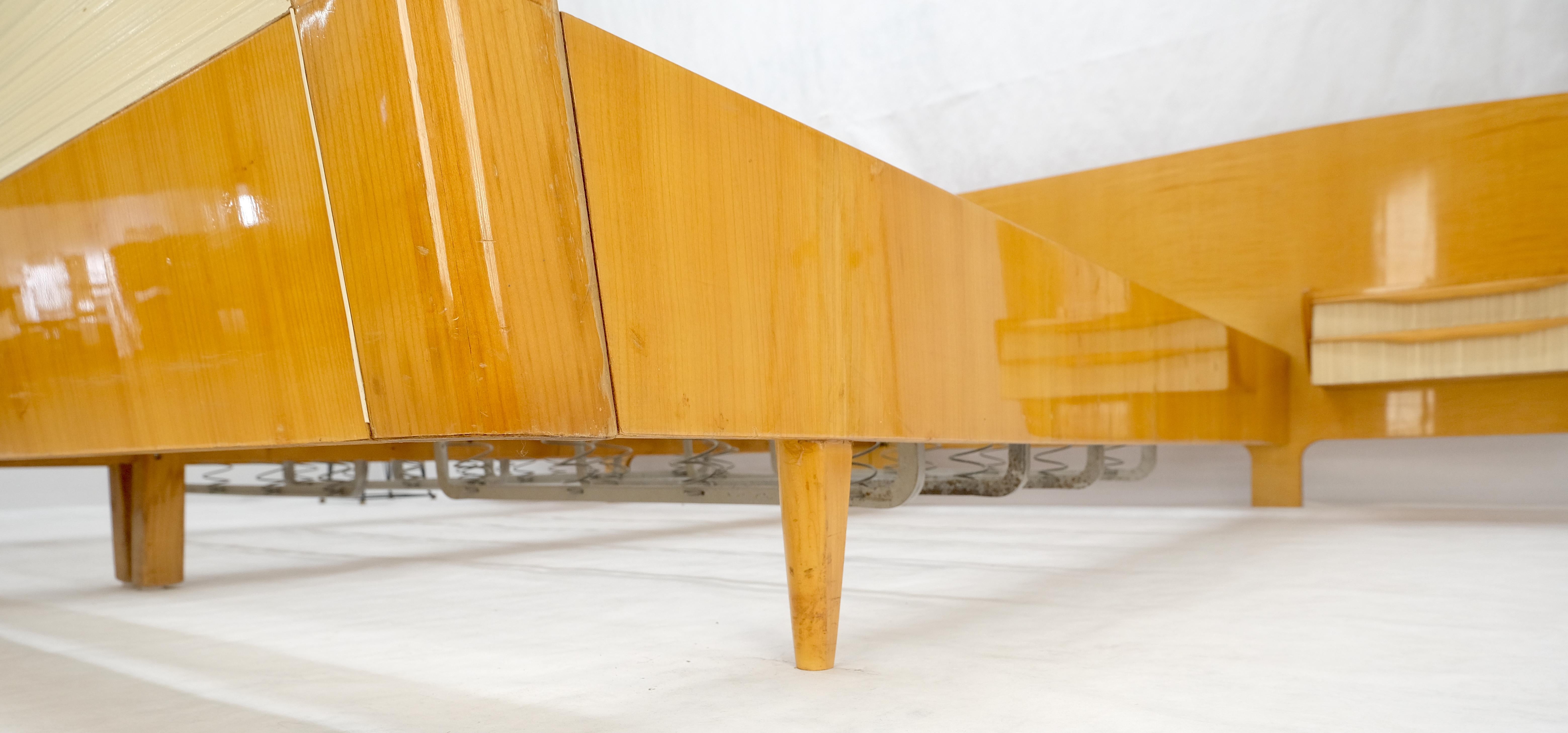 Swedish Mid Century Blond Birch King Headboard Bed Night Stands Box Spring NICE! For Sale 9