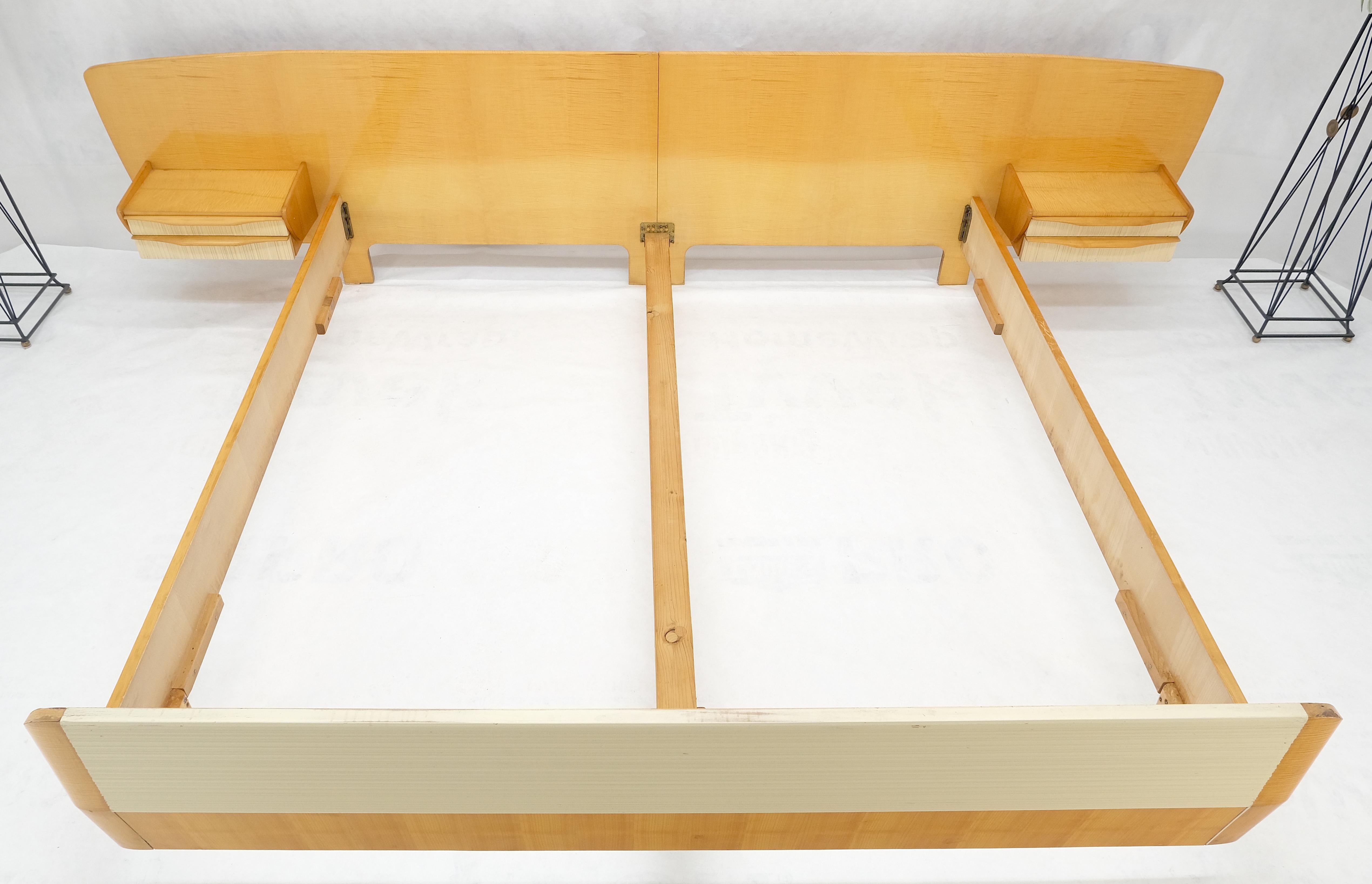 Swedish Mid Century Blond Birch King Headboard Bed Night Stands Box Spring NICE! For Sale 13