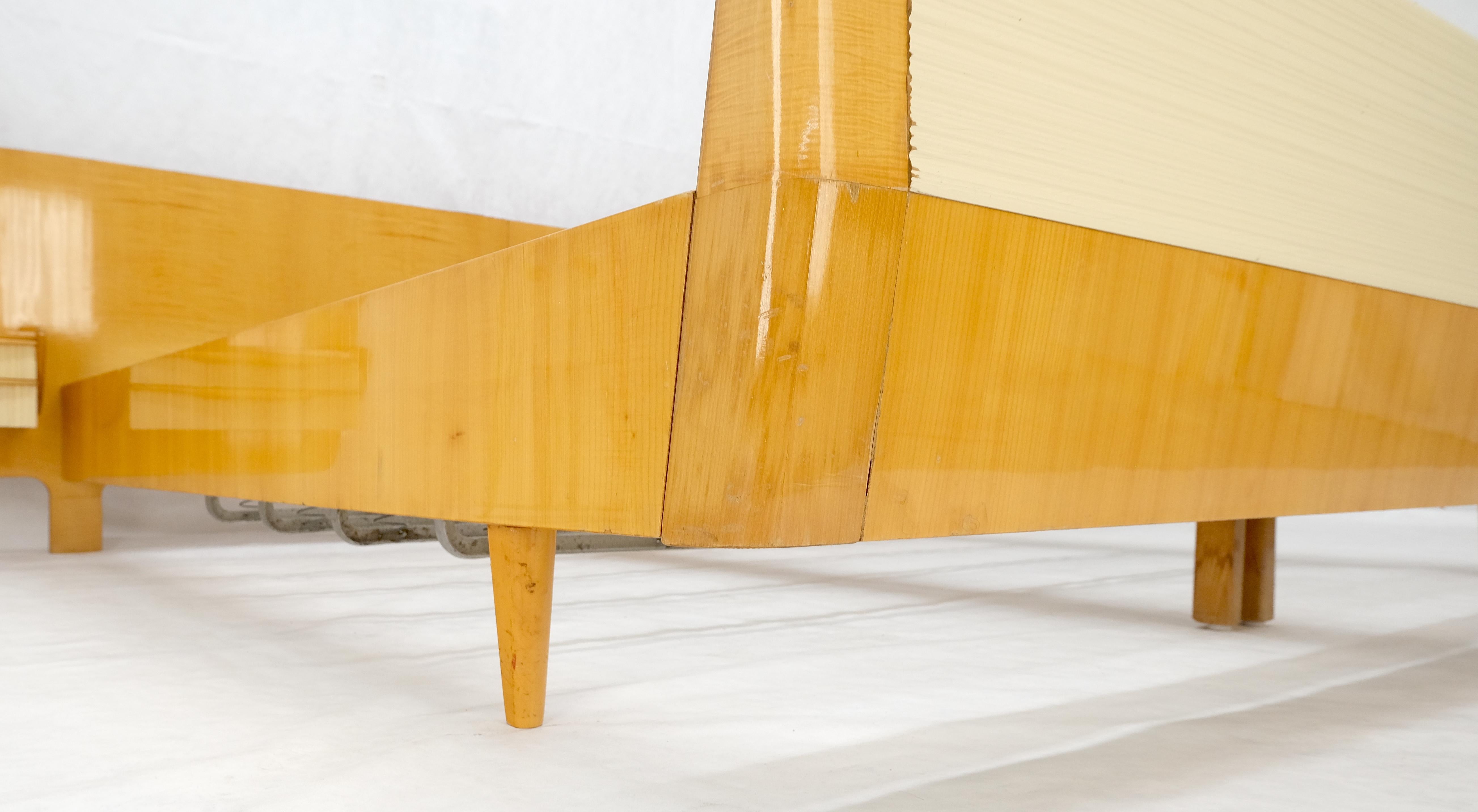 Swedish Mid Century Blond Birch King Headboard Bed Night Stands Box Spring NICE! For Sale 3