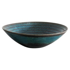 Swedish Mid Century Blue Ceramic Bowl by Stig Lindberg for Gustavsberg, 1960s