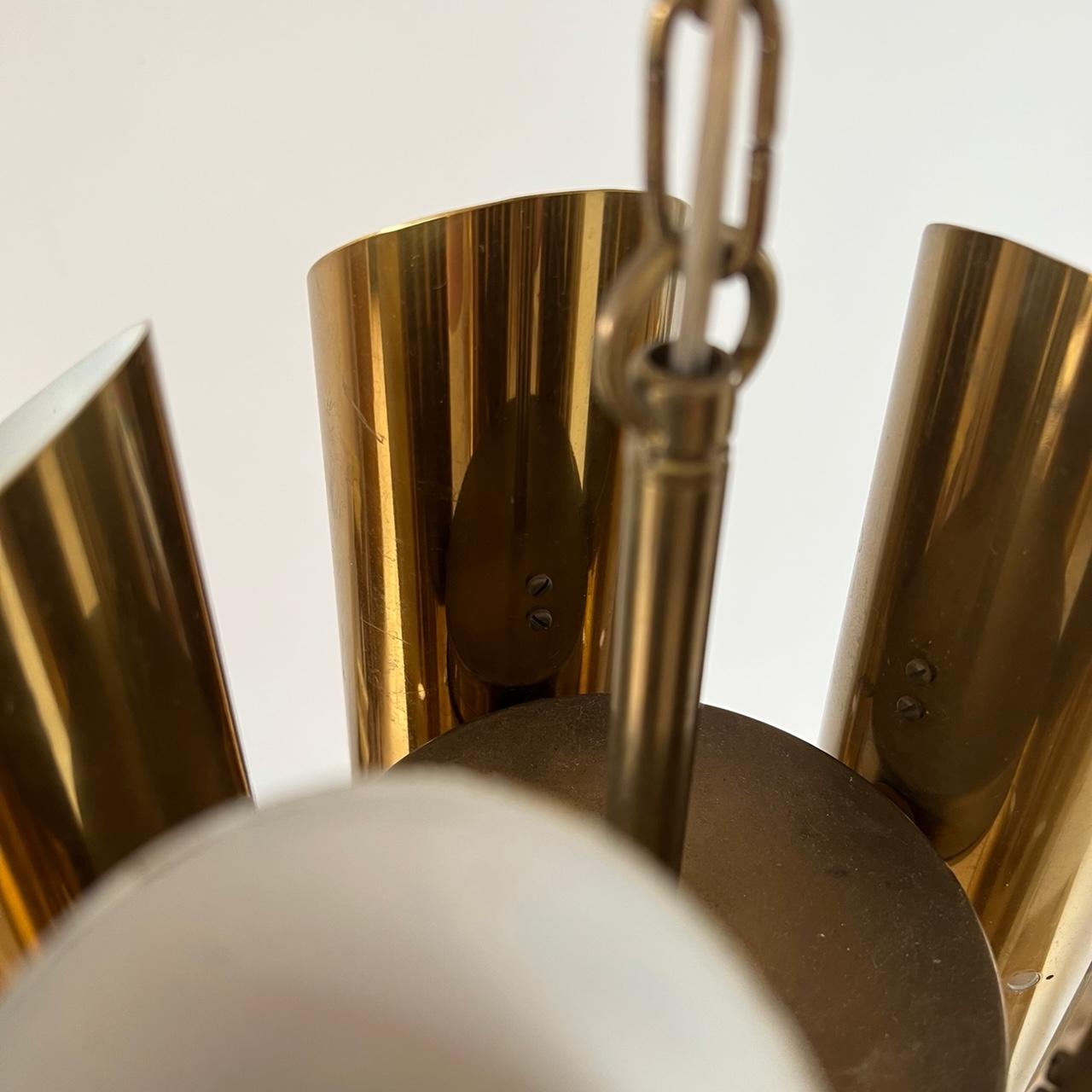 Swedish Mid-Century Brass 5 Way Pendant Light 6
