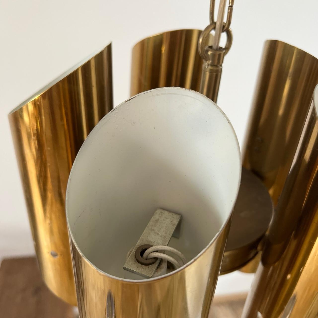 Swedish Mid-Century Brass 5 Way Pendant Light 9
