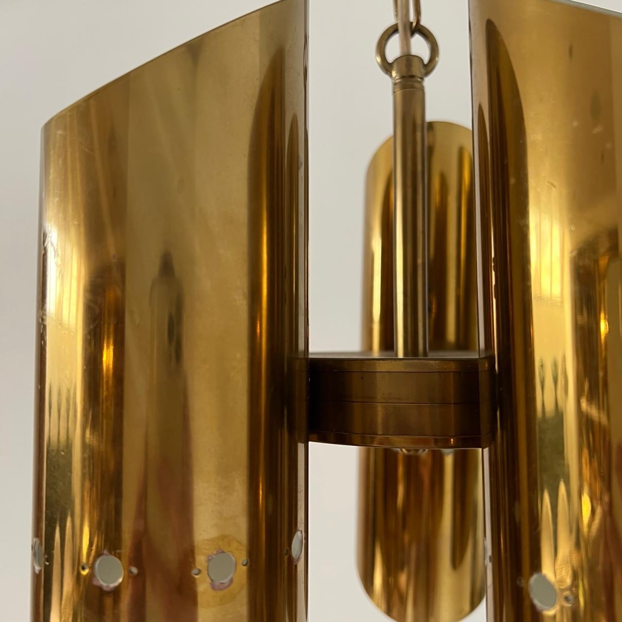 Swedish Mid-Century Brass 5 Way Pendant Light 3