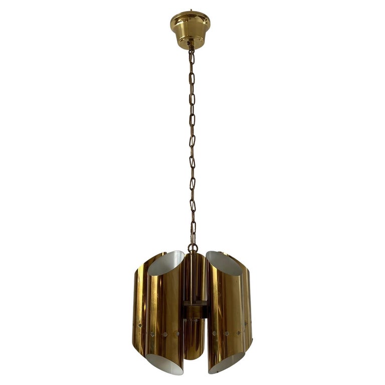 Swedish MidCentury Brass 5 Way Pendant Light For Sale at 1stDibs