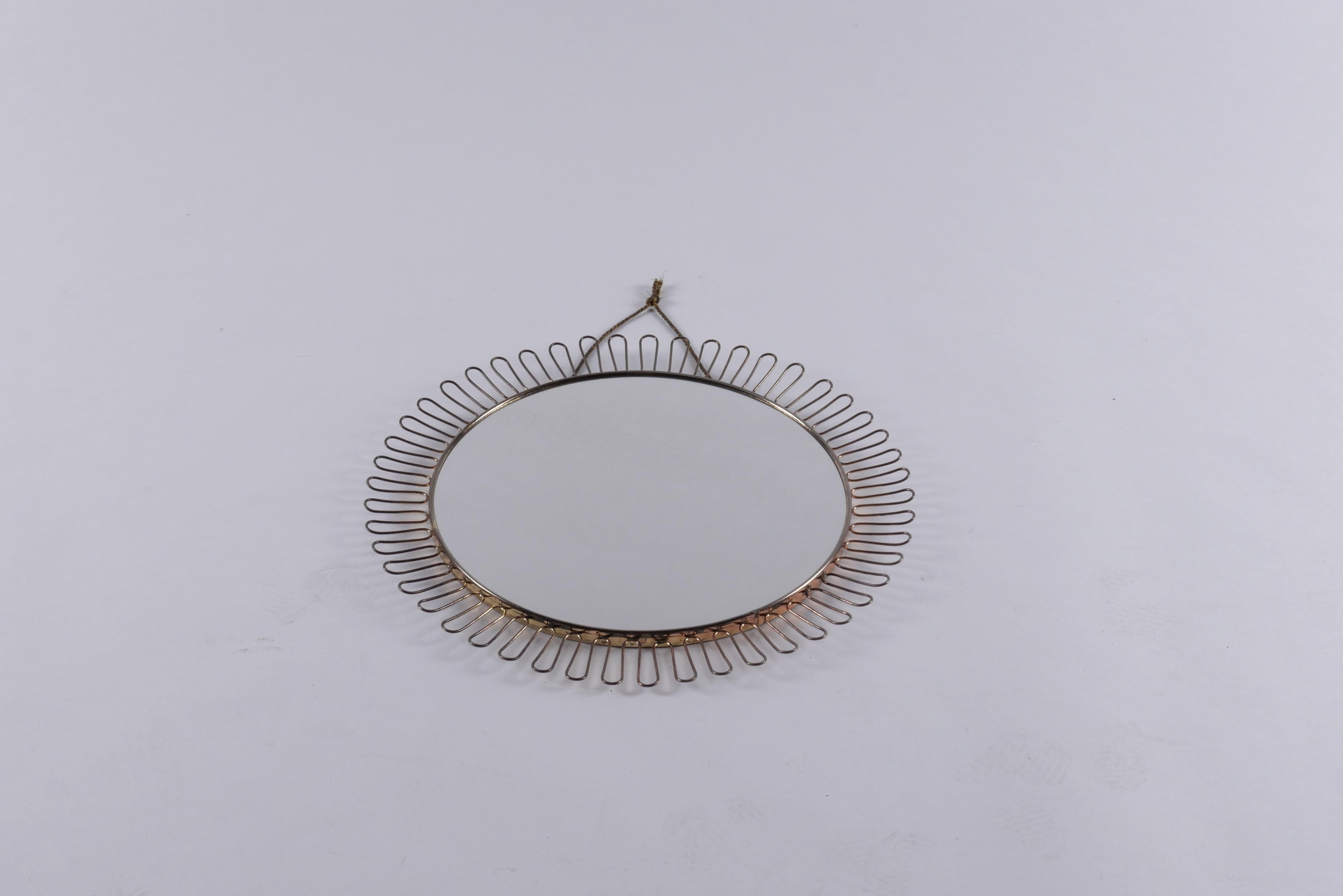 Scandinavian Modern Swedish Mid Century Brass Mirror For Sale