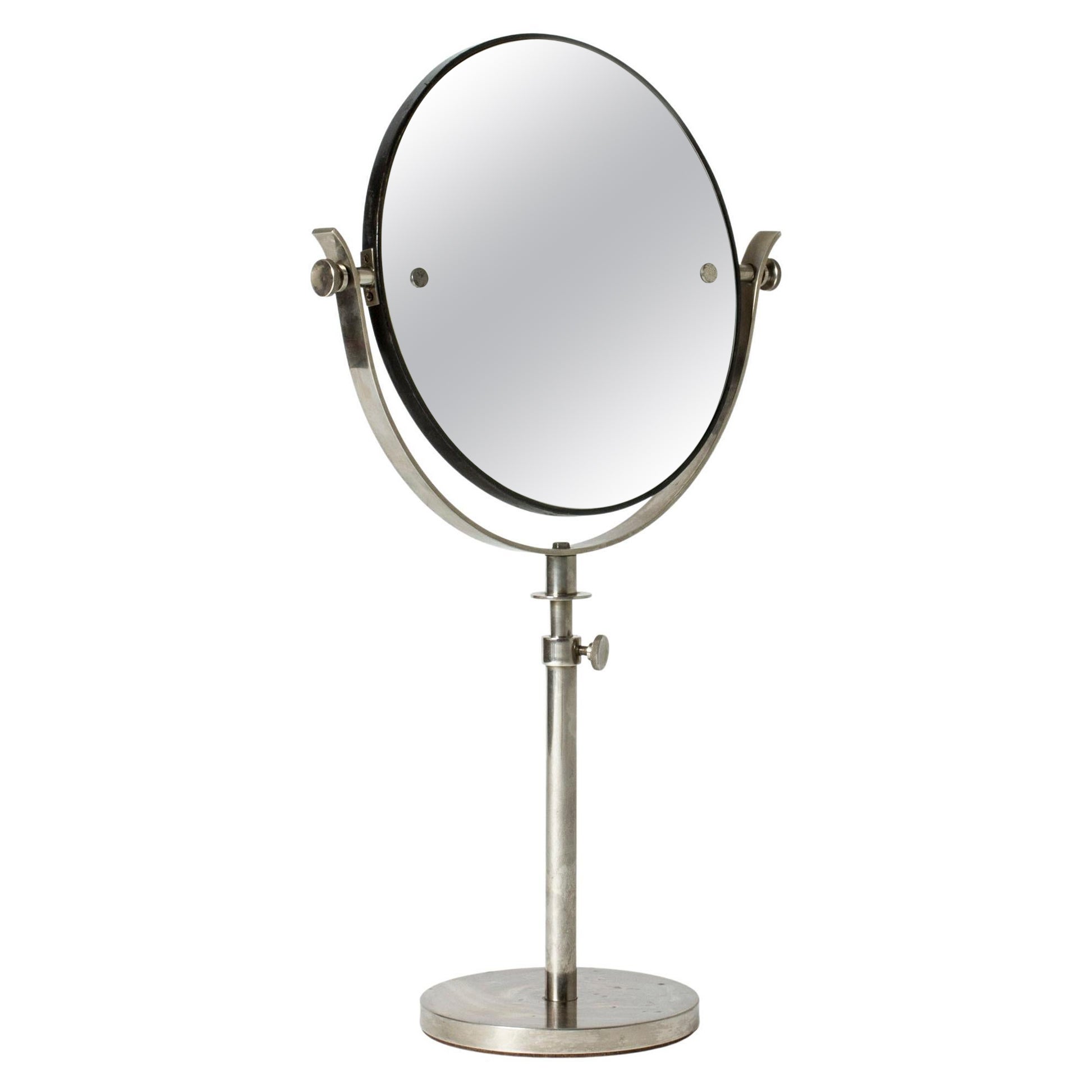Swedish Mid-Century Brass Table Mirror, Sweden, 1930s For Sale