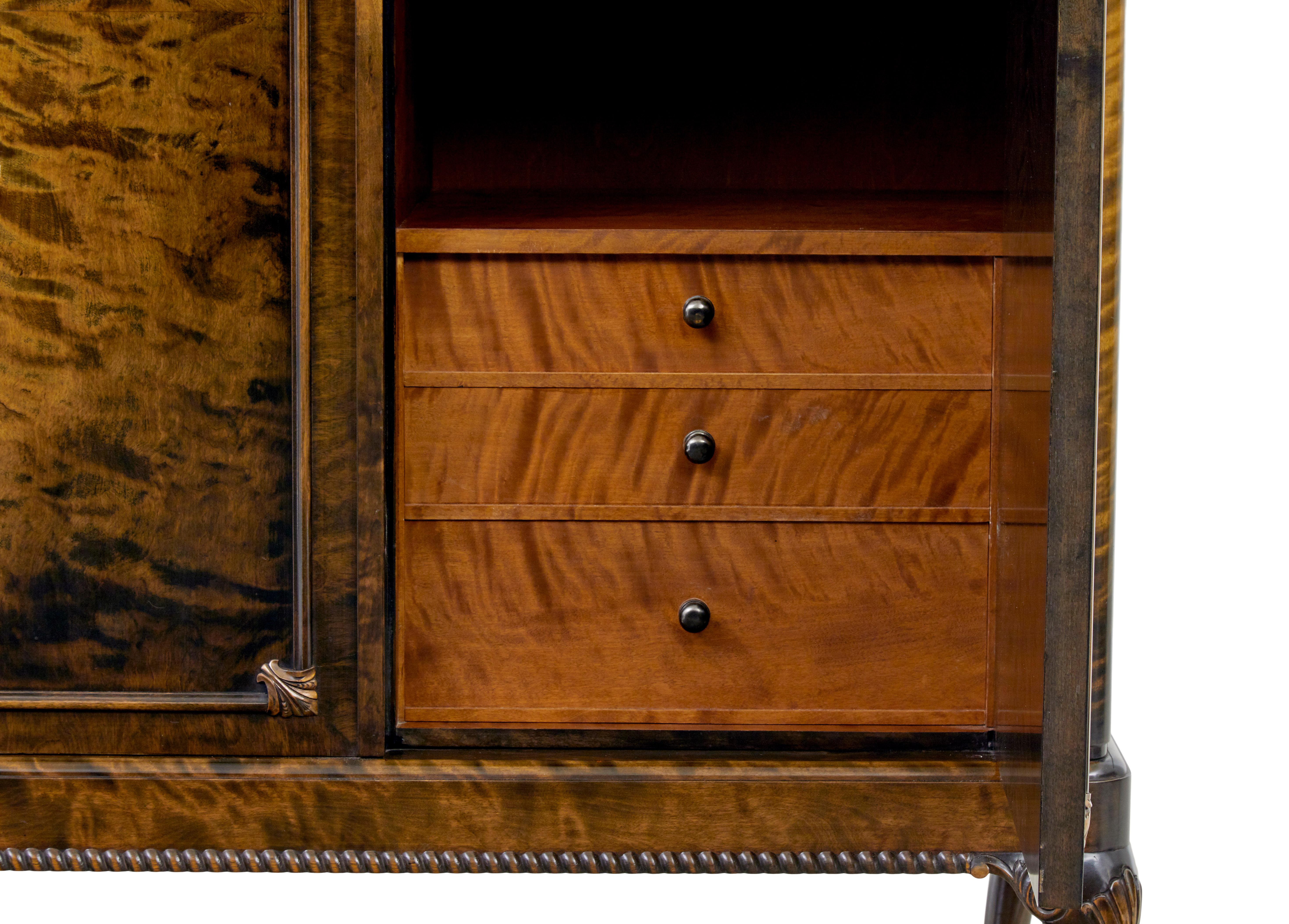 Swedish mid century burr birch fitted cupboard In Good Condition For Sale In Debenham, Suffolk