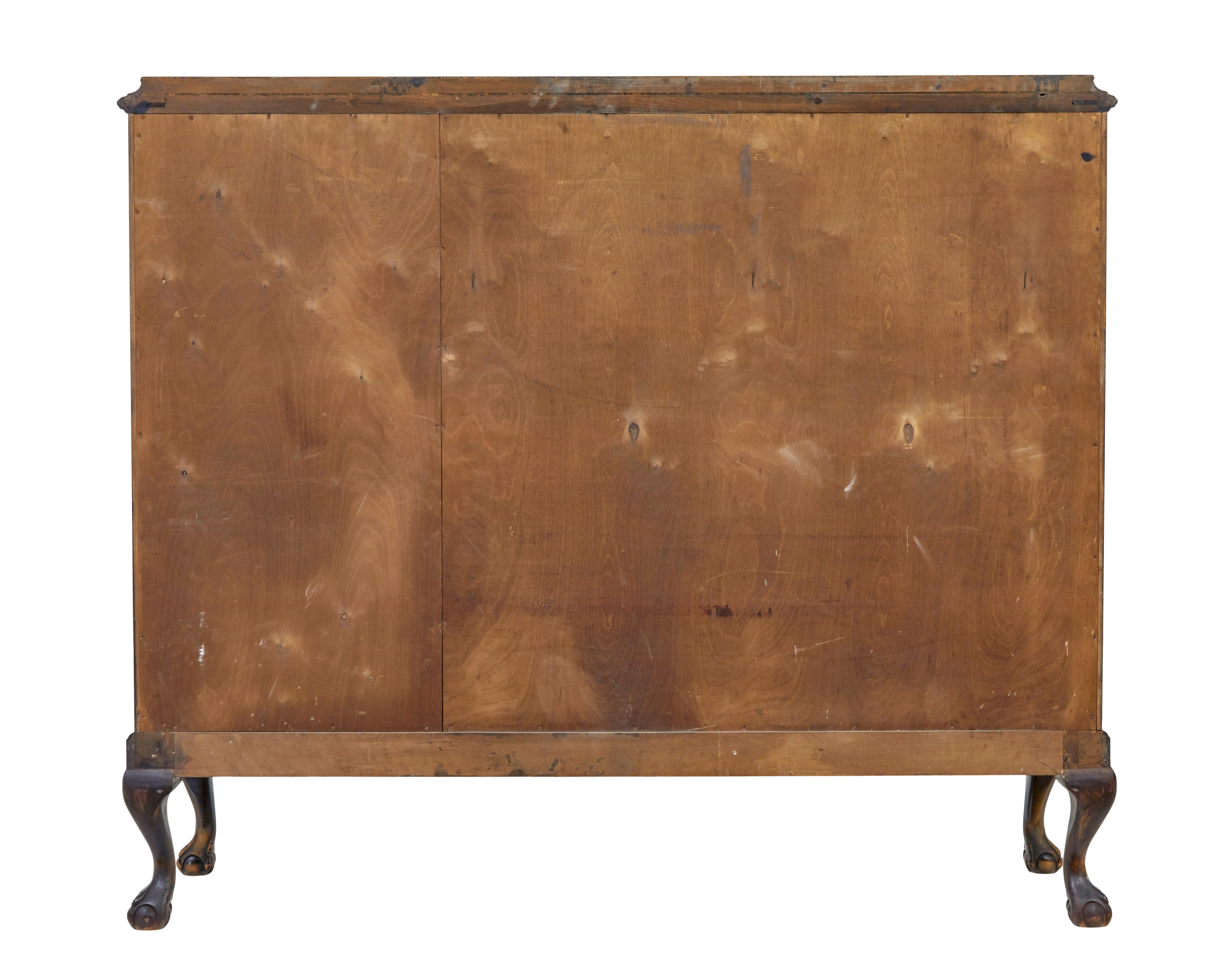 Birch Swedish mid century burr birch fitted sideboard For Sale