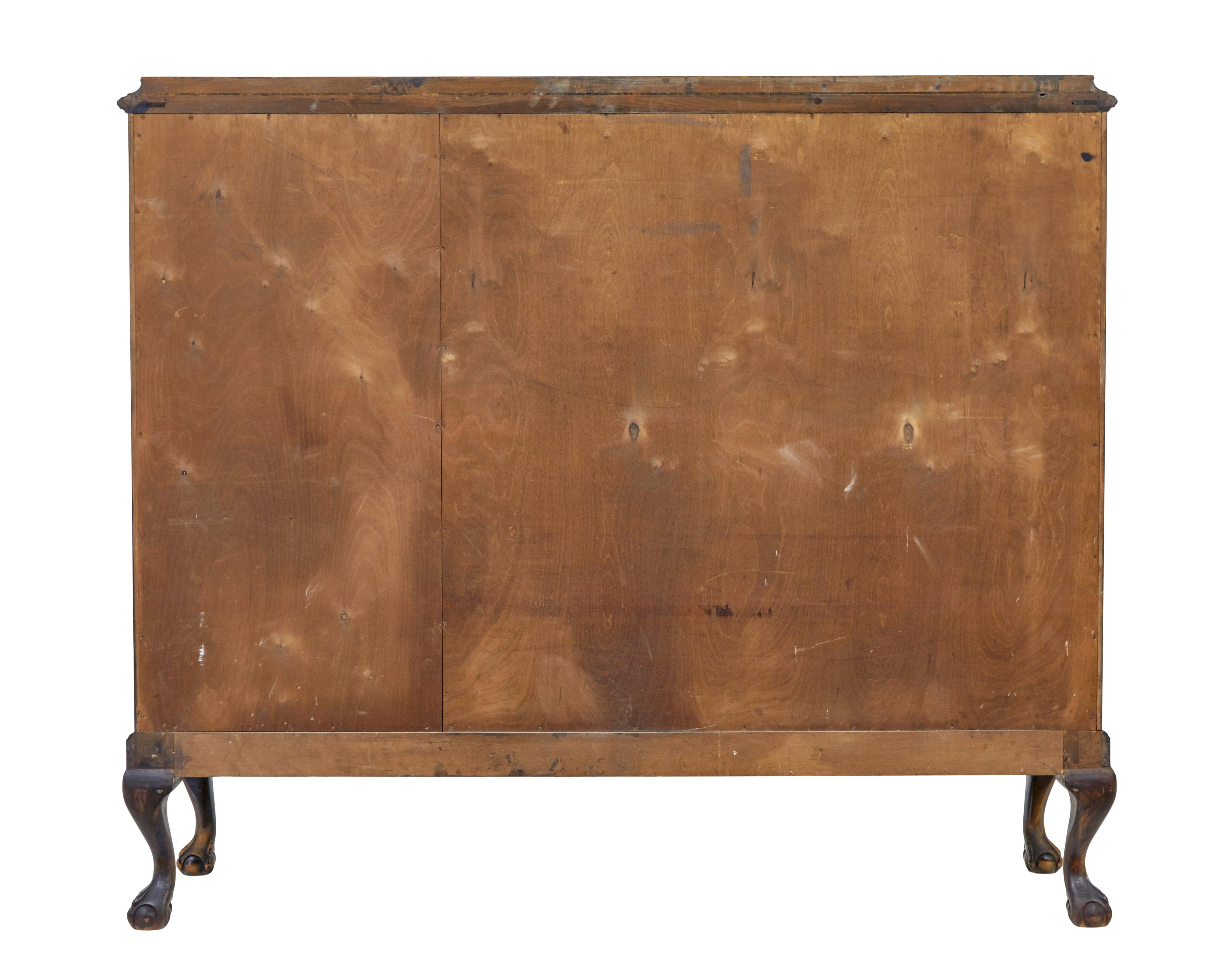 1940s Swedish Stained Flame Birch Sideboard For Sale 1