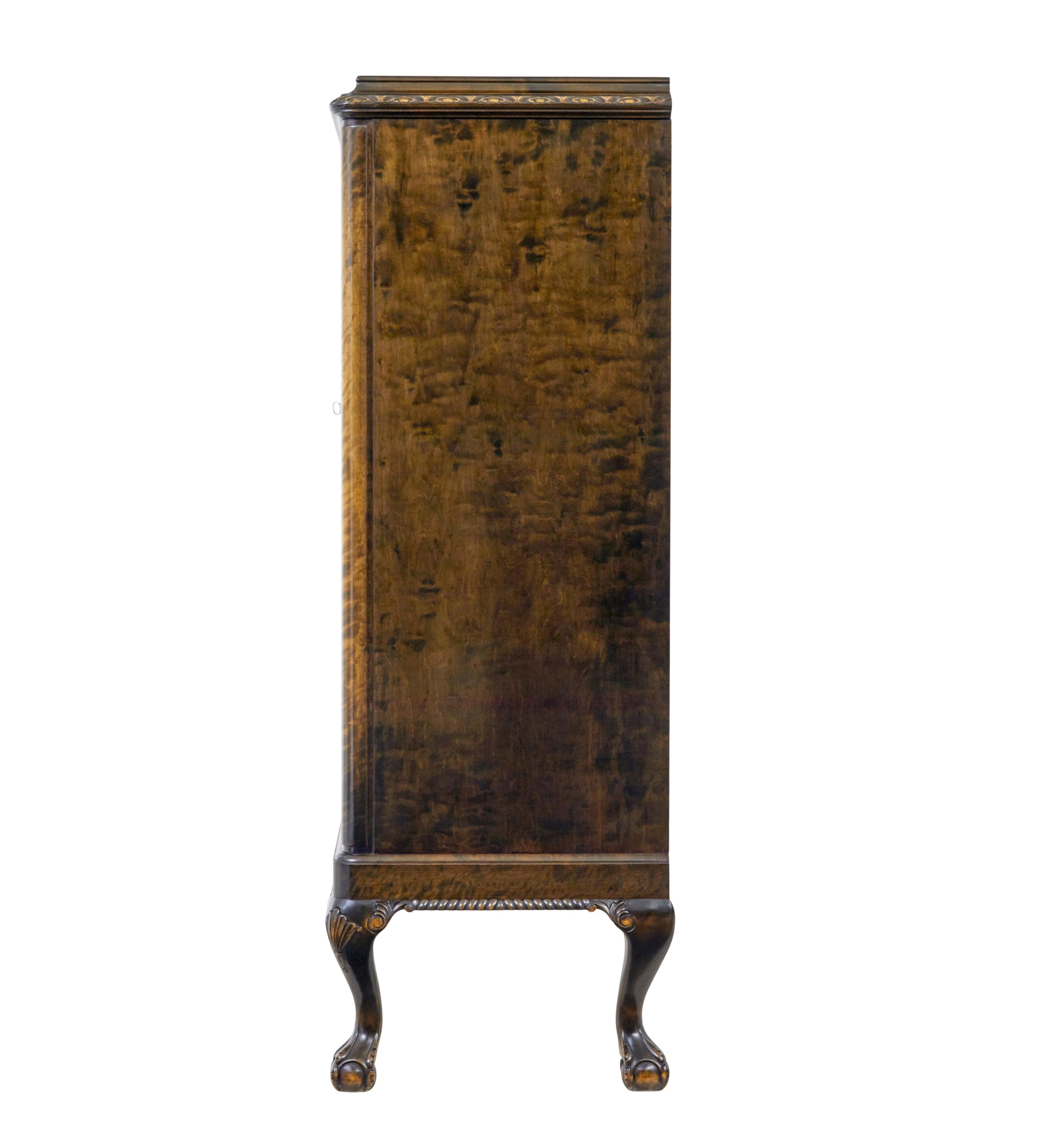 Swedish mid century burr birch fitted sideboard For Sale 1