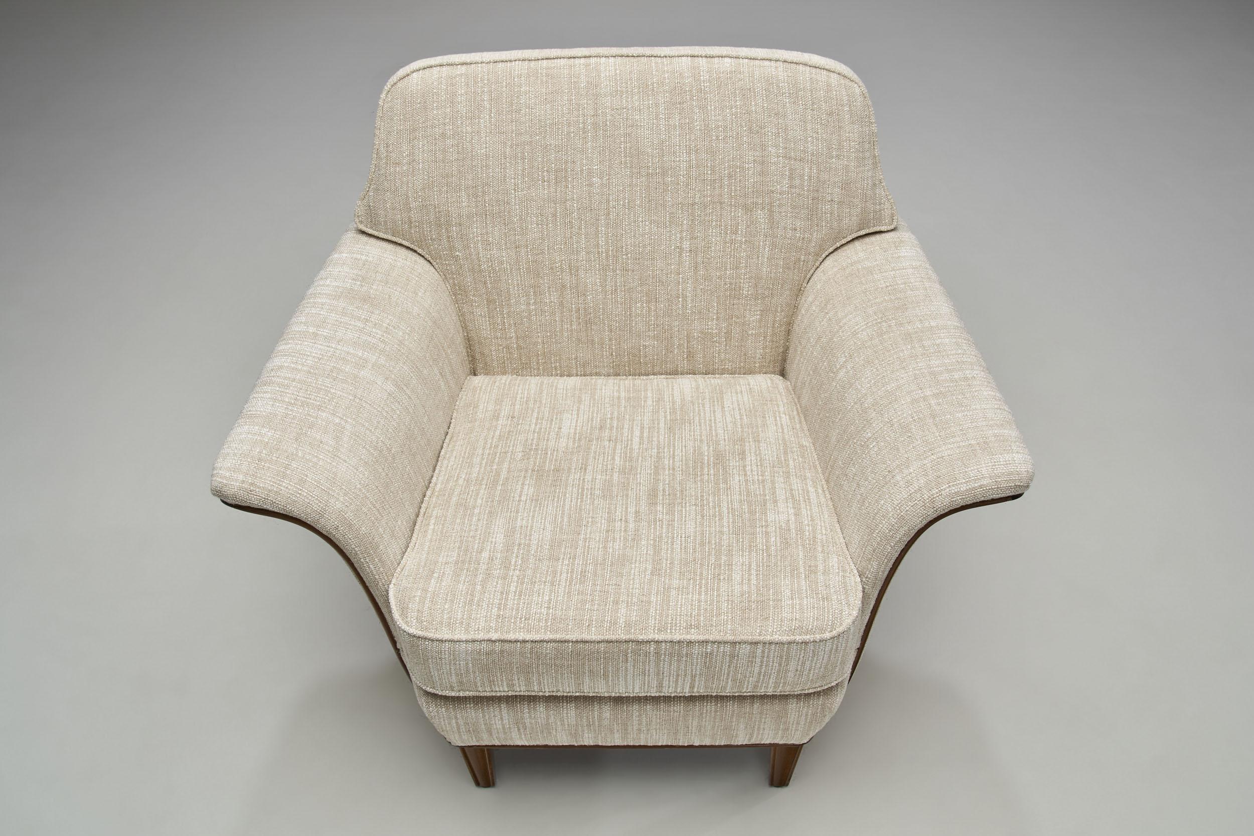 Fabric Swedish Mid-Century Cabinetmaker Armchair, Sweden 1950s For Sale
