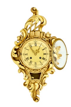 Swedish mid century carved rococo revival gilt clock