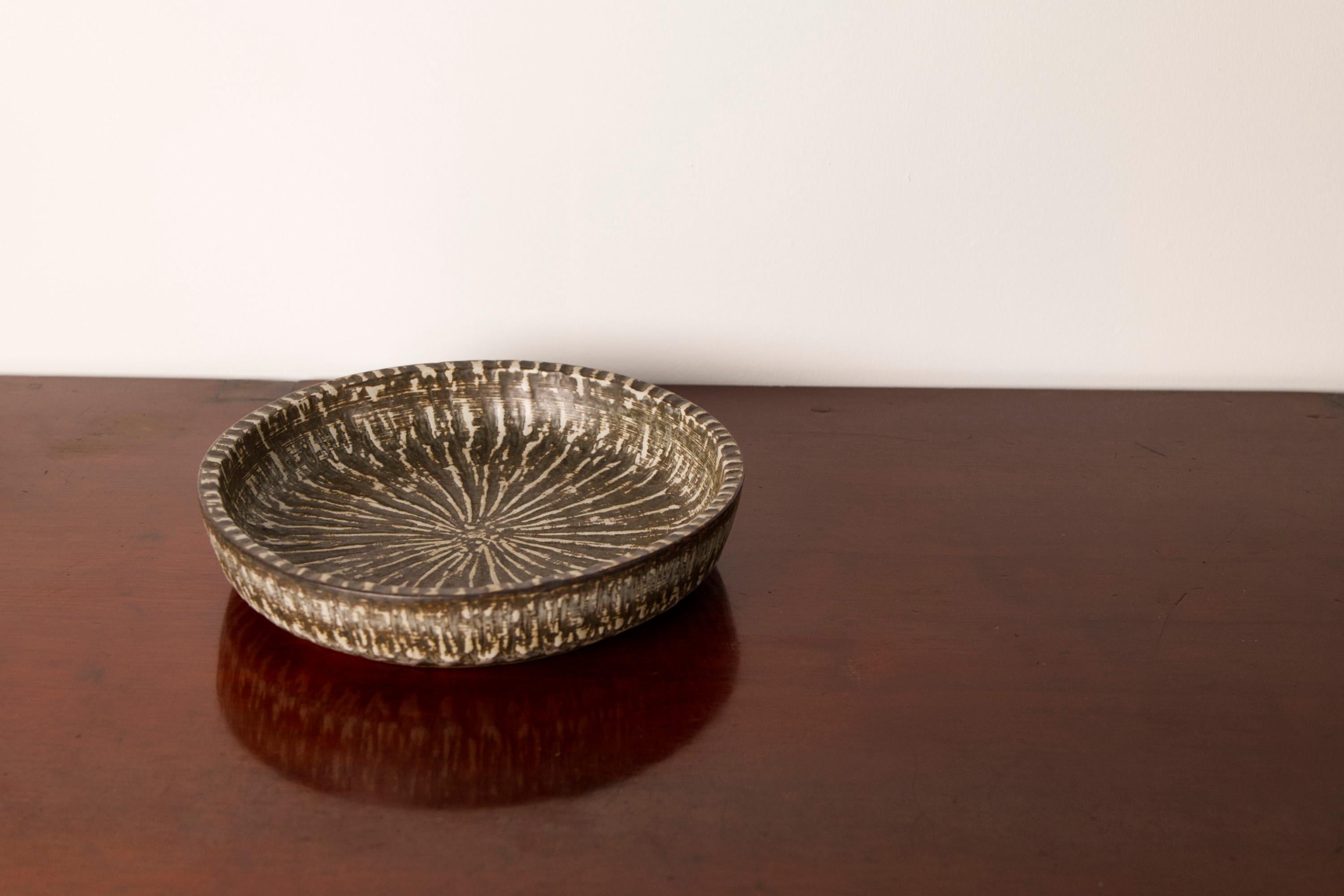 Glazed Swedish Mid Century Ceramic Dish 