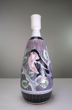 Tilgmans Colorful Ceramic Midcentury Lamp with Birds, 1960s