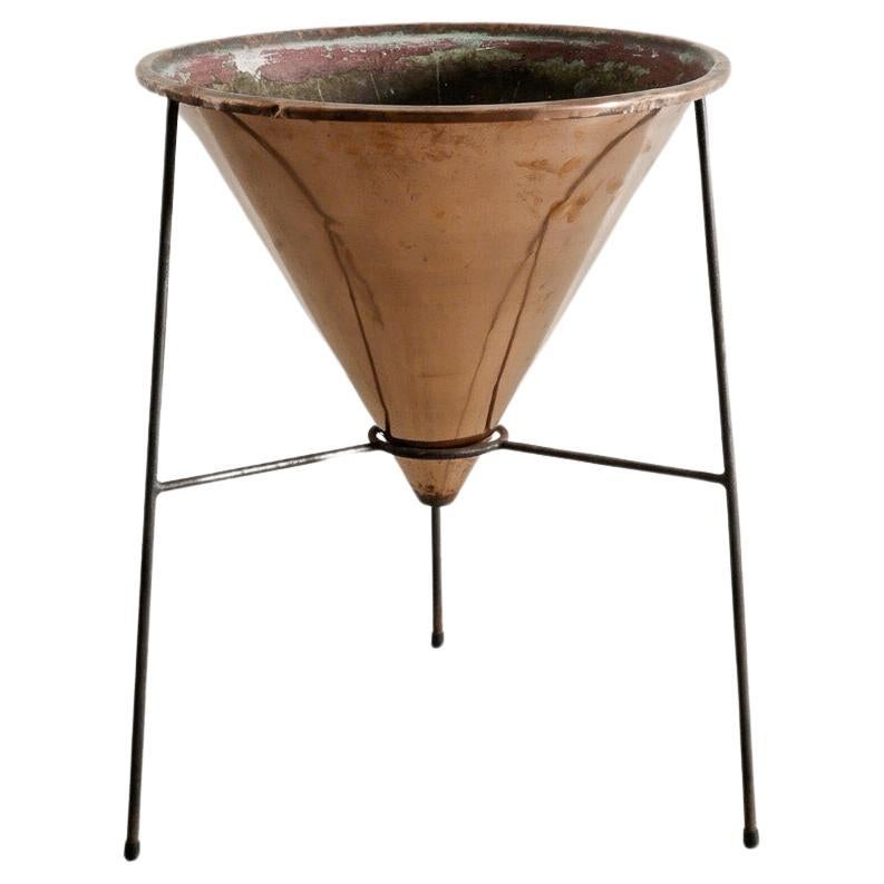 Jardinera de cobre sueca de mediados de siglo para mesa de Hans-Agne Jakobsson, años 50