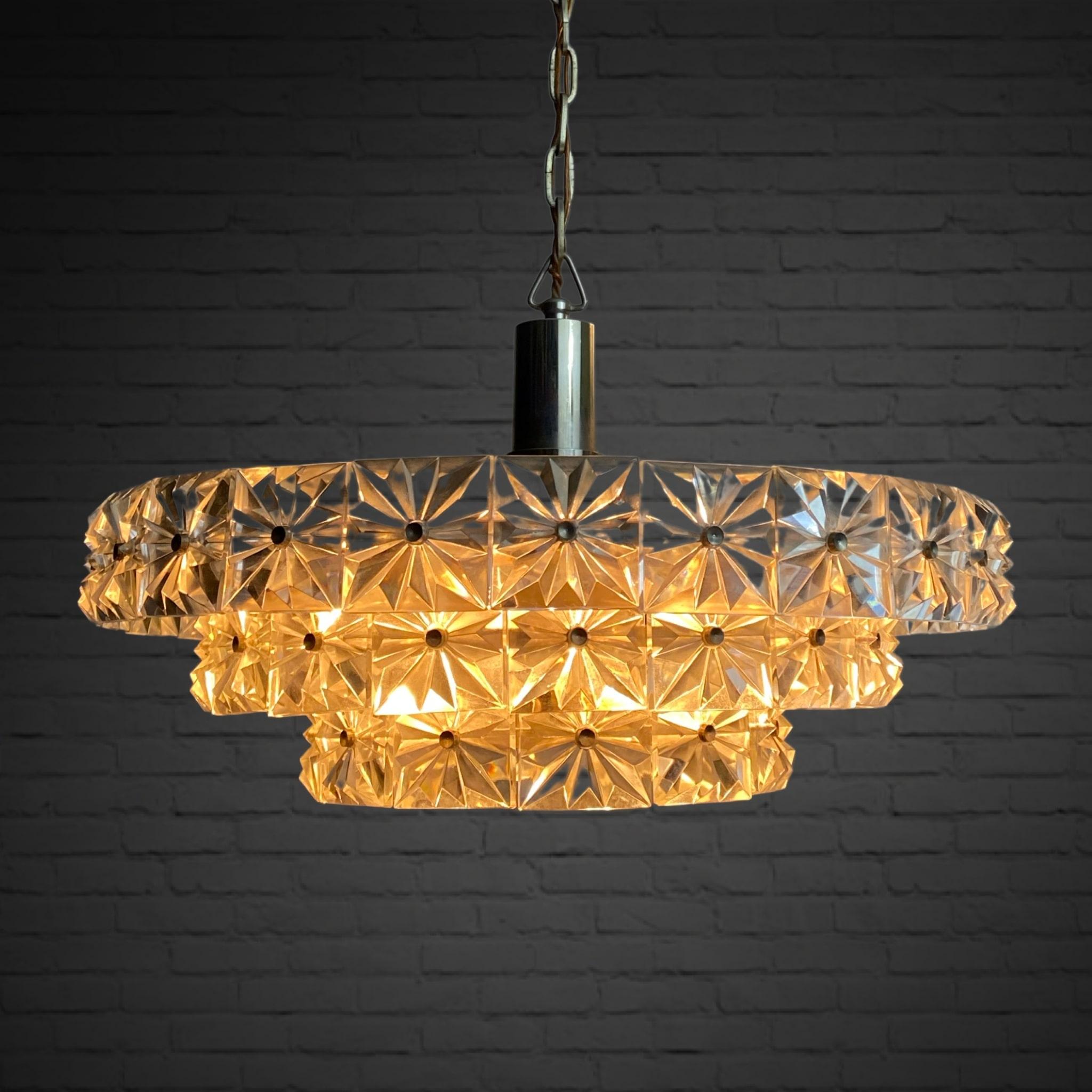 Mid-20th Century Swedish mid-century crystal chandelier by Eriksmåla, 1960s For Sale