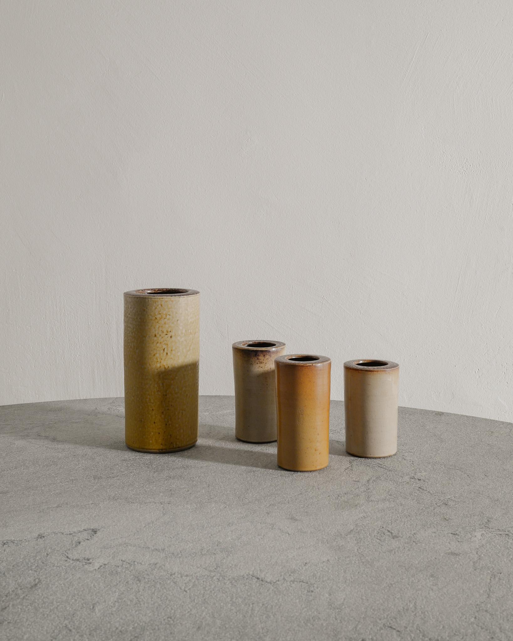 Scandinavian Modern Swedish Mid Century Cylinder Ceramic Vases by Arthur Andersson / Wallåkra, 1940s For Sale