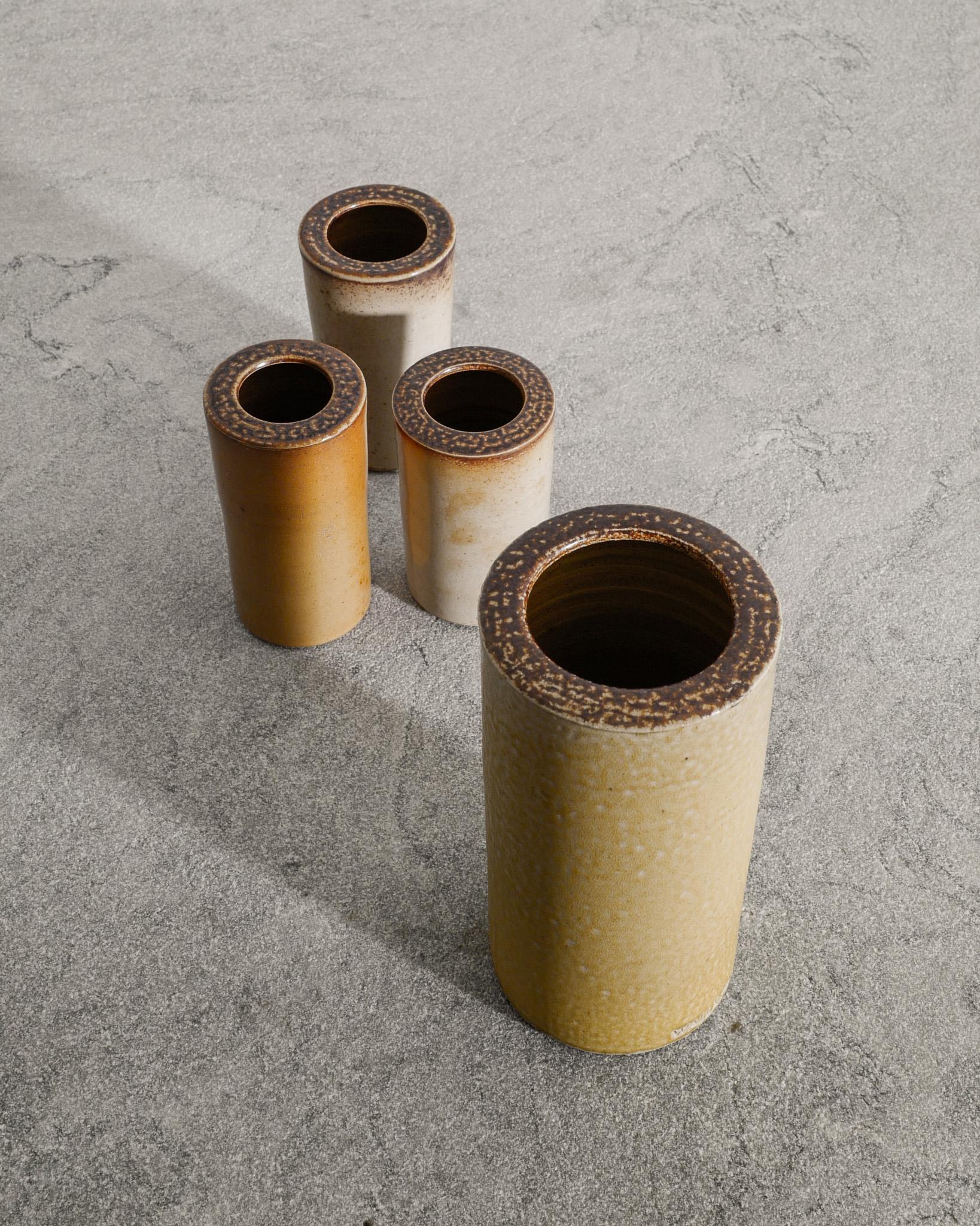 Mid-20th Century Swedish Mid Century Cylinder Ceramic Vases by Arthur Andersson / Wallåkra, 1940s For Sale