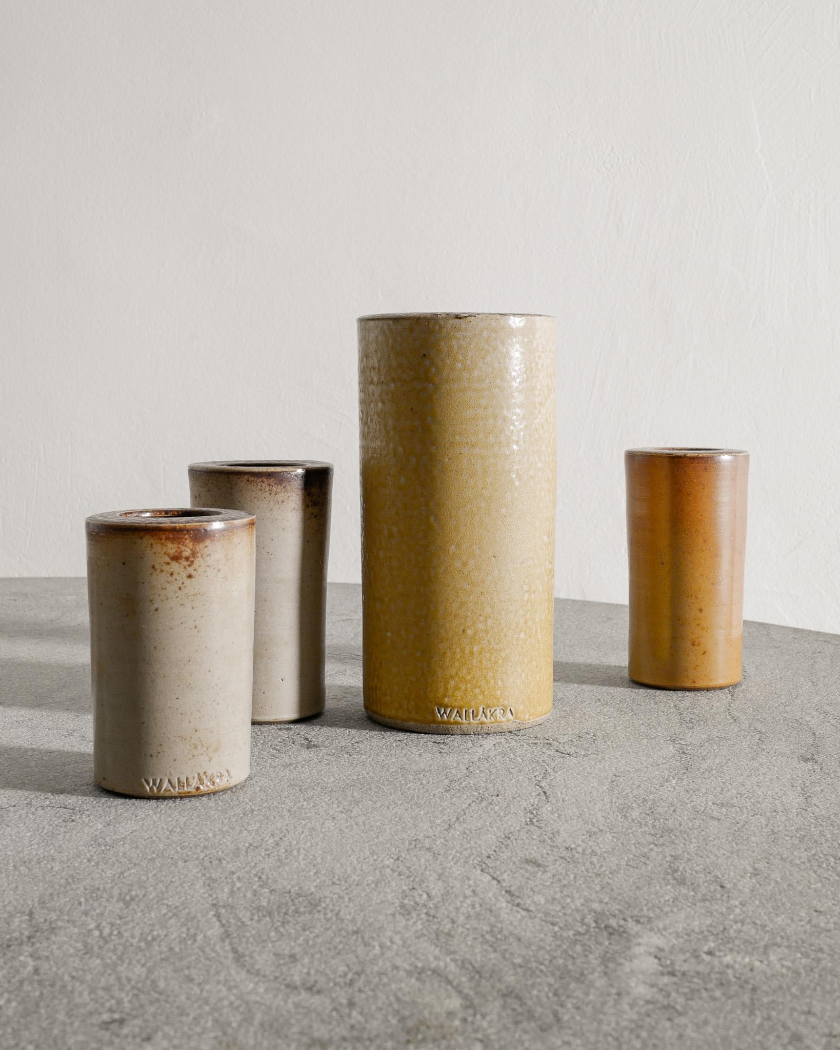 Stoneware Swedish Mid Century Cylinder Ceramic Vases by Arthur Andersson / Wallåkra, 1940s For Sale