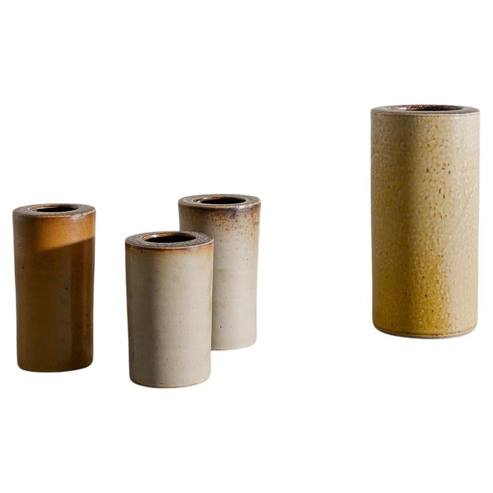 Swedish Mid Century Cylinder Ceramic Vases by Arthur Andersson / Wallåkra, 1940s For Sale