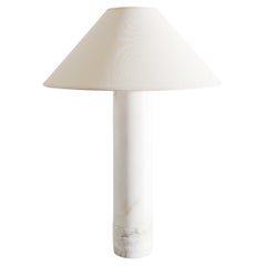 Swedish Mid Century Cylinder Desk Table Lamp in White Marble by Bergboms 1960s