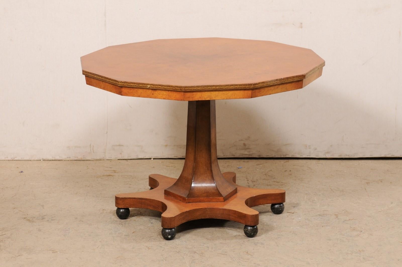 Swedish Mid-Century Dodecagon-Shaped Pedestal Table w/Greek Key Accents 1