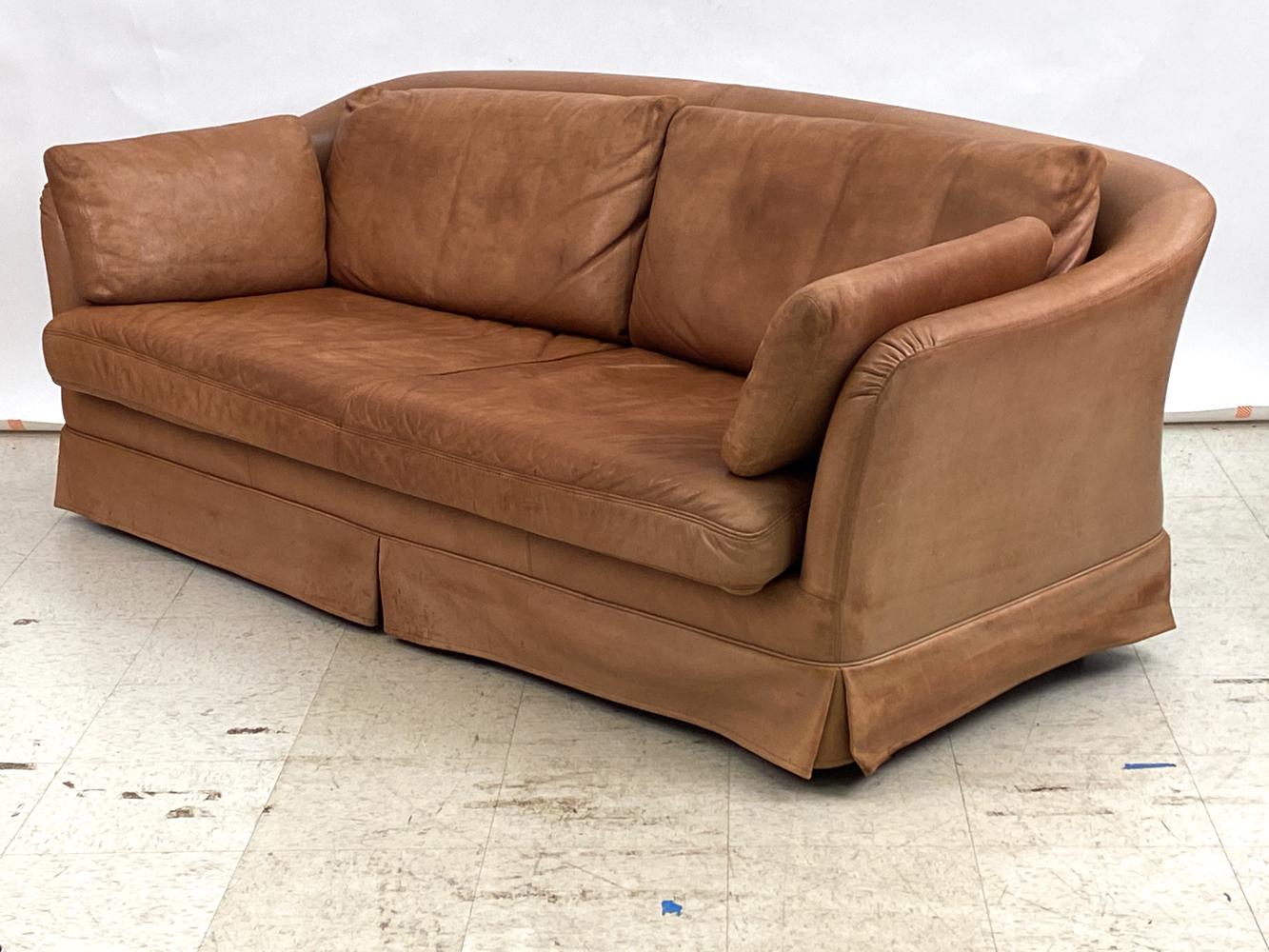 Scandinavian Modern Swedish Mid-Century DUX Brown Leather Sofa For Sale
