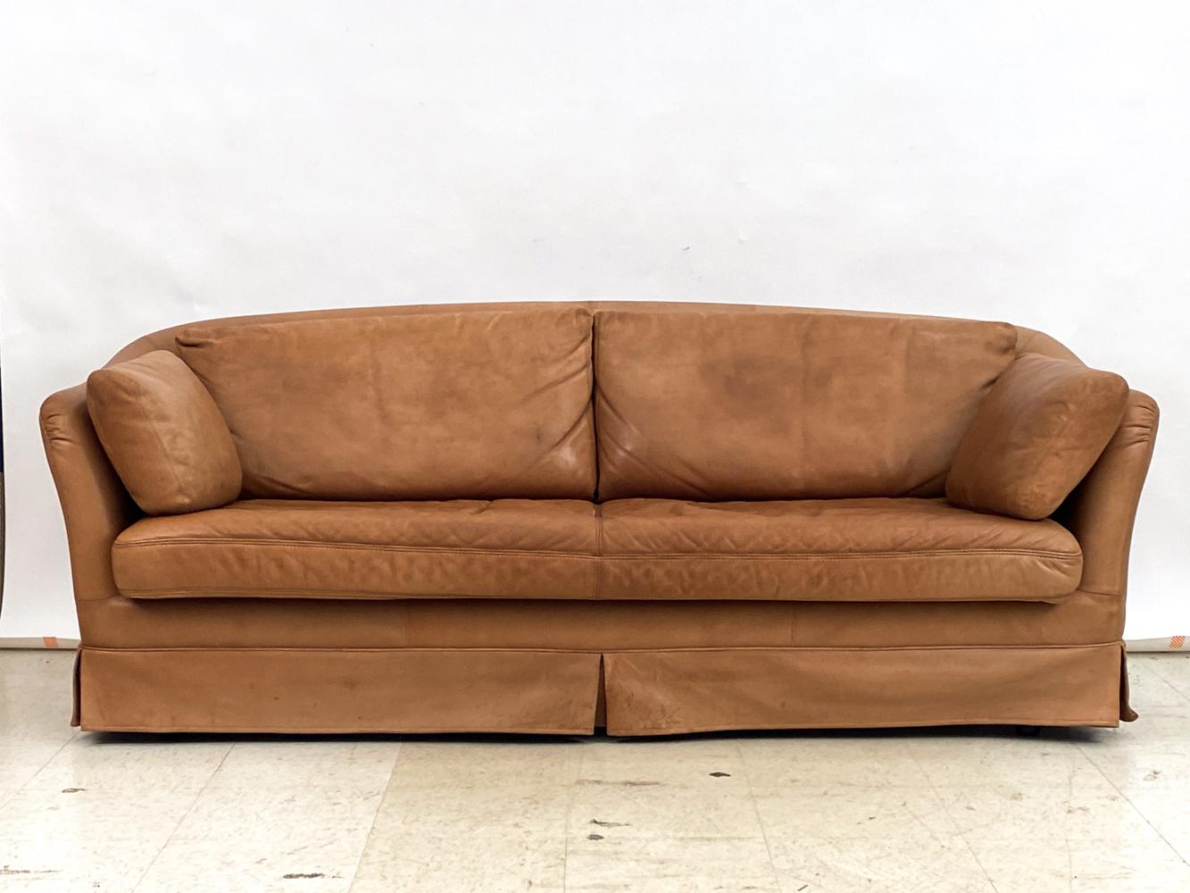 Swedish Mid-Century DUX Brown Leather Sofa In Good Condition For Sale In Norwalk, CT