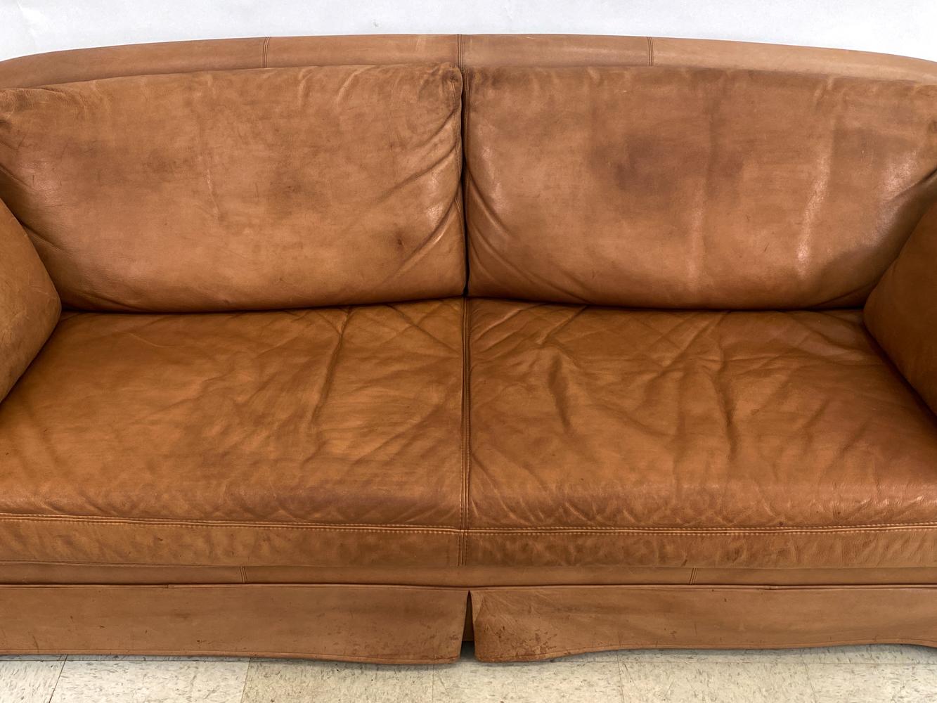 Mid-20th Century Swedish Mid-Century DUX Brown Leather Sofa For Sale