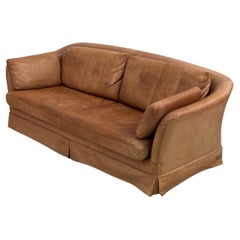 Vintage Swedish Mid-Century DUX Brown Leather Sofa