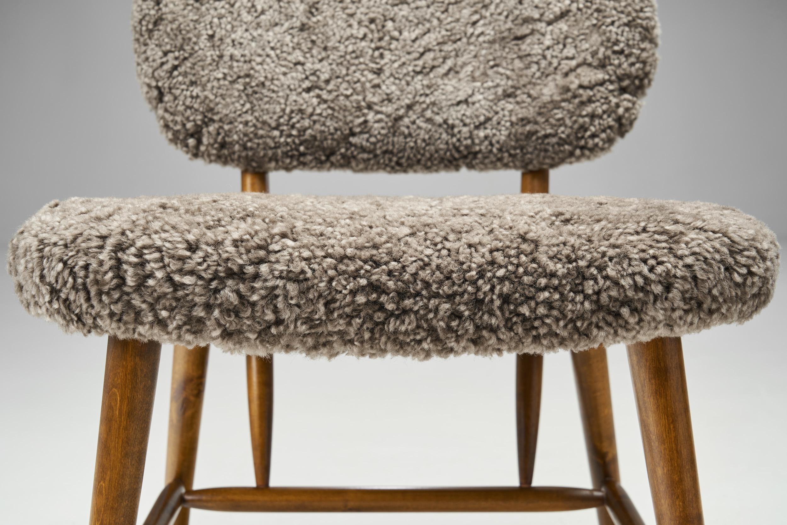 Swedish Mid-Century Easy Chair with Sheepskin, Sweden 1950s 3